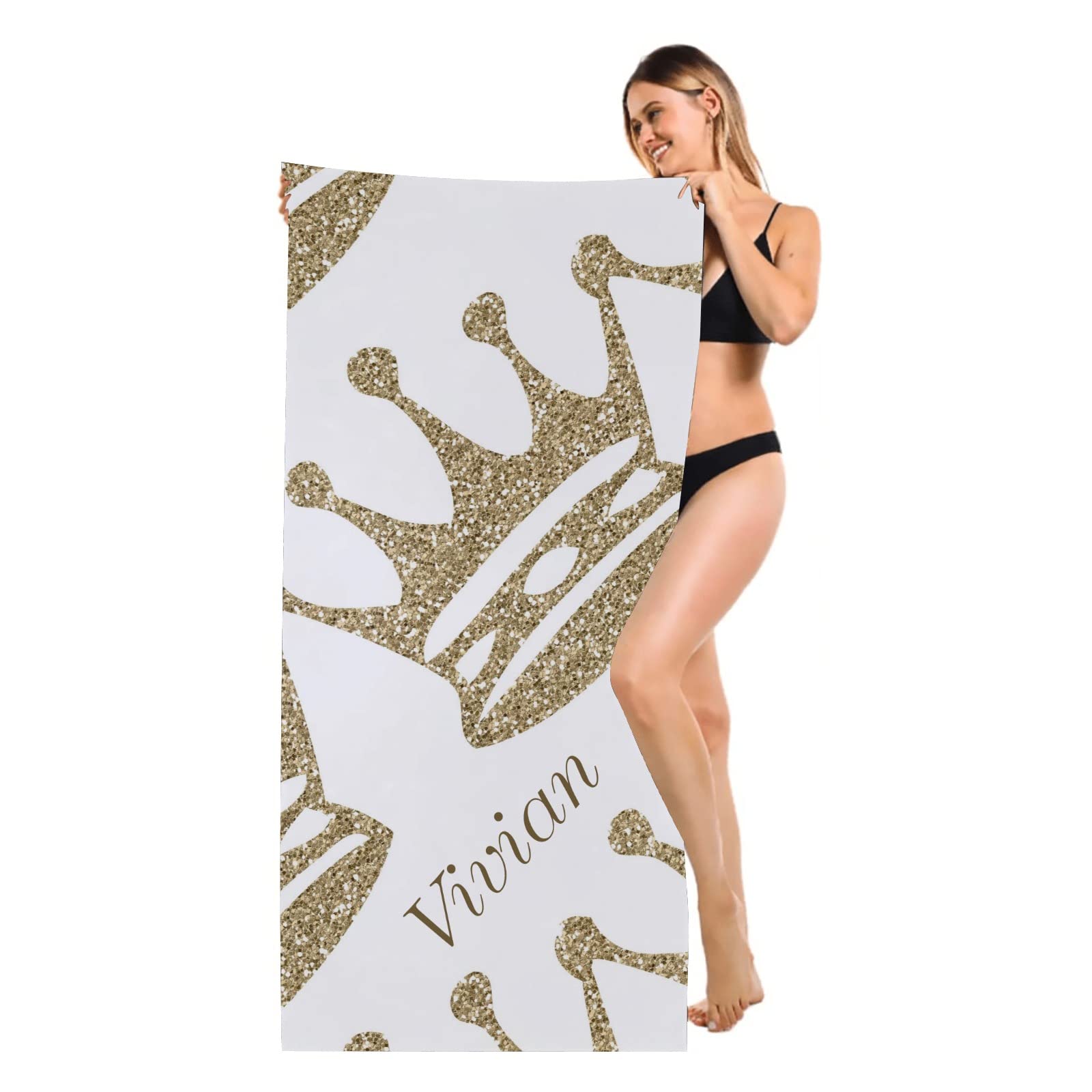 Custom Personalized Beach Towels with Names - 30x60 Inch Quick Dry Bath Towel for Travel, Yoga, Gym - Soft & Absorbent for Men, Women, Kids - Perfect for Pool, Beach, Sports & Gifts