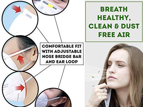 NURAT K N-95 Respirator Masks - Reusable, Washable, Filterable Face Cover with Adjustable Straps (5-Pack) - Perfect for Construction, Healthcare & Daily Protection Against Dust & Allergens