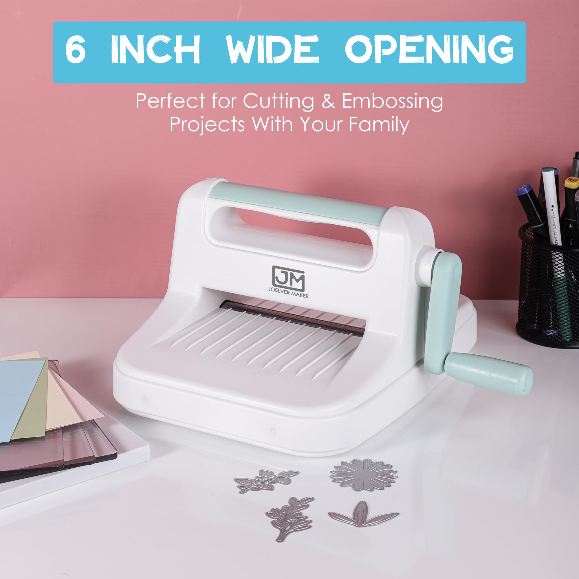 6-Inch Manual Die Cutting and Embossing Machine for Scrapbooking, Card Making, DIY Crafts - Starter Tool with Plates (Blue) | Perfect for Home Crafting, Paper Projects, and Gift Making
