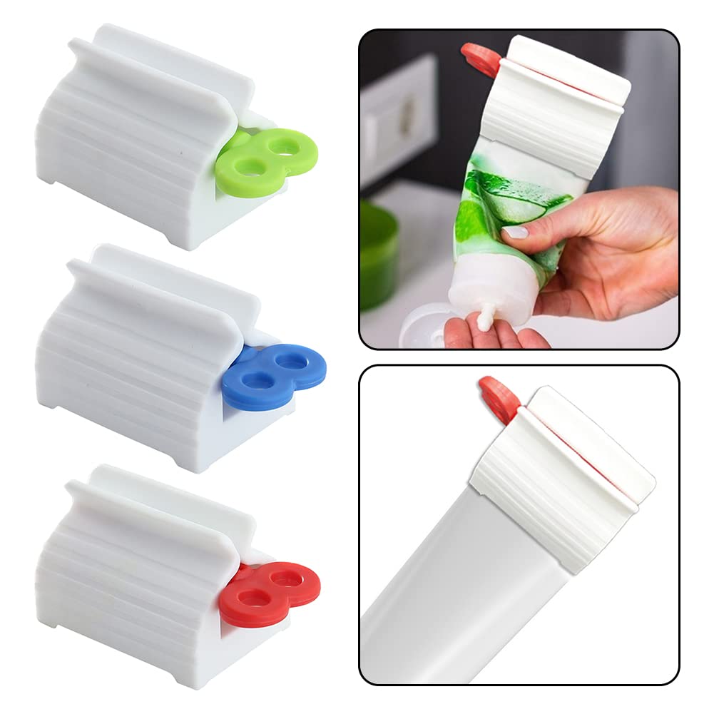 3-Pack Rotating Toothpaste Squeezer - Plastic Toothpaste Dispenser & Tube Roller for Bathroom & Kitchen Organization - Save Toothpaste & Cream - Perfect for Travel, Camping & Home Use