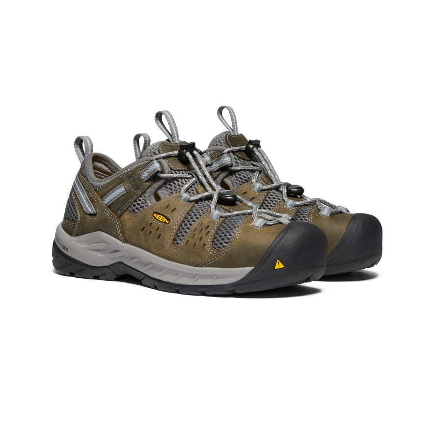 Women's Atlanta Cool II ESD Steel Toe Safety Shoes - Gargoyle/Blue Fog | Slip Resistant & Electrical Hazard Protection for Work & Construction Sites