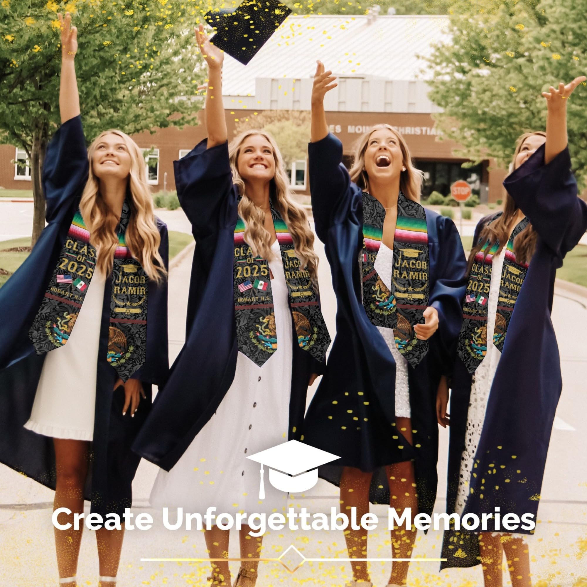 Personalized Custom Graduation Stole with Photo - Embroidered College Sash for Graduation Ceremony, High School & University Commencement - Perfect for Graduation Gifts & Keepsakes