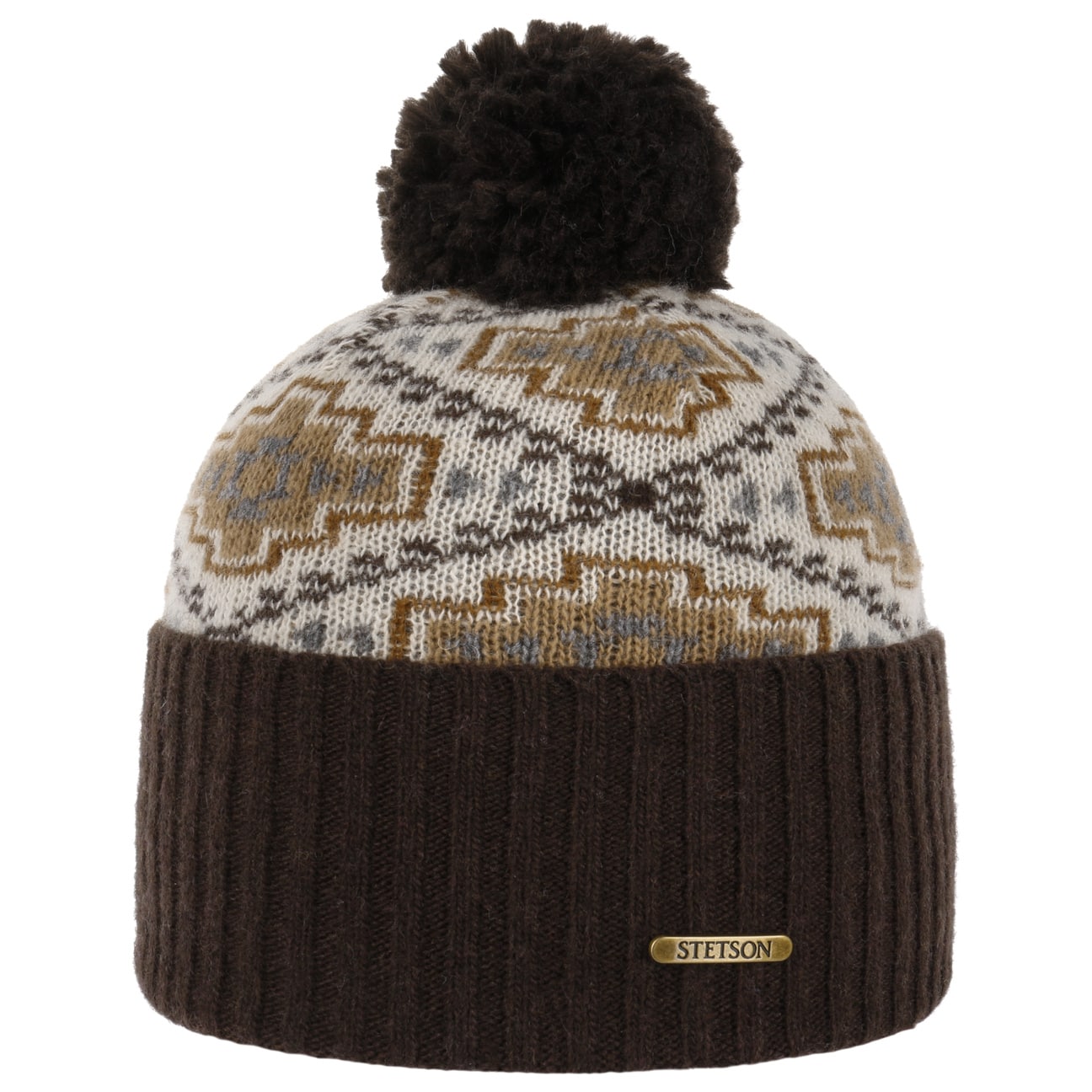 Stetson Navajo Pompom Hat - Warm Winter Beanie for Women & Men - Perfect for Outdoor Activities, Skiing, and Casual Wear