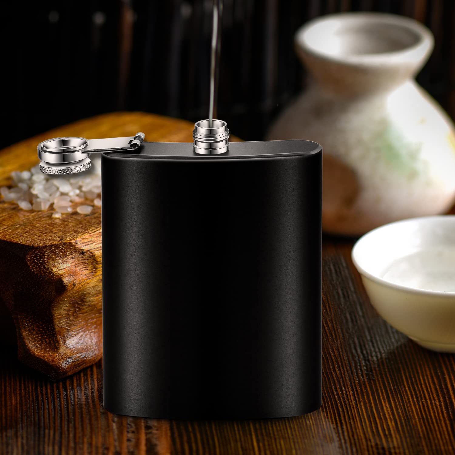 8 oz Stainless Steel Flask with Funnel - Leakproof & Durable Portable Liquor Container for Men & Women - Perfect for Camping, Hiking, Travel & Outdoor Adventures