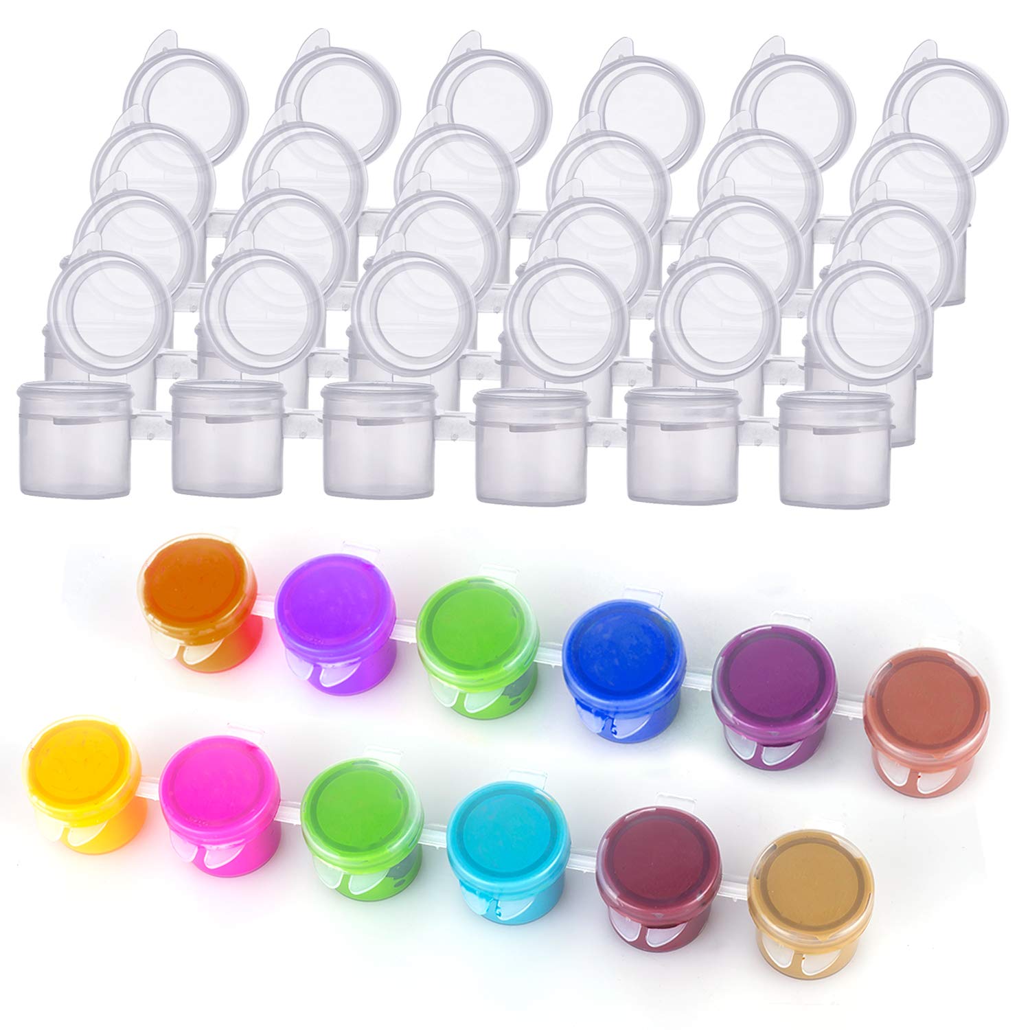 12 Strips 72 Pots 0.17Oz Mini Empty Paint Cups with Lids - Plastic Storage Containers for Arts & Crafts, Painterly Paint, Eye Primer - Perfect for DIY Projects, Makeup Organization & Artist Studios