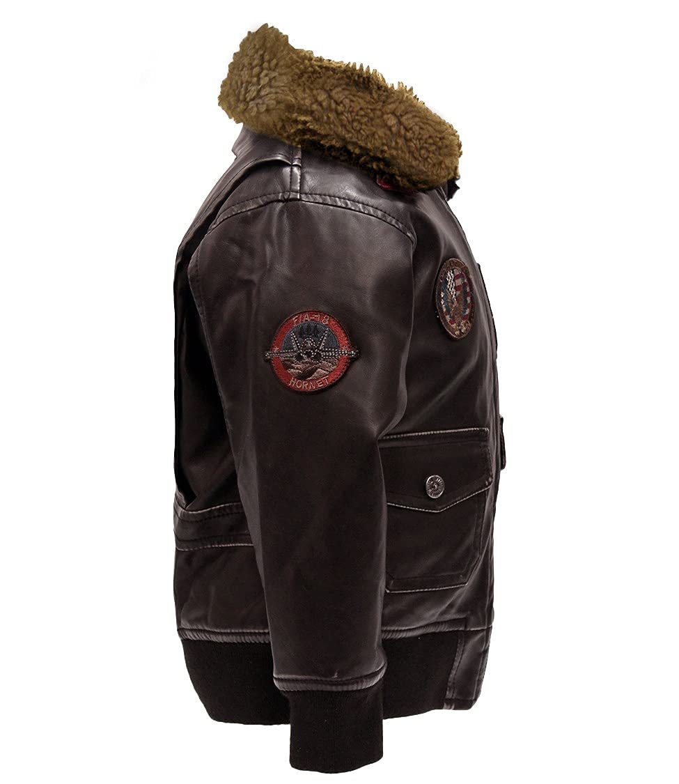 Top Gun® Kids Vegan Leather Aviator Jacket - Stylish & Comfortable Flight-Inspired Outerwear for Boys & Girls | Perfect for Halloween Costumes, Cosplay, and Everyday Wear