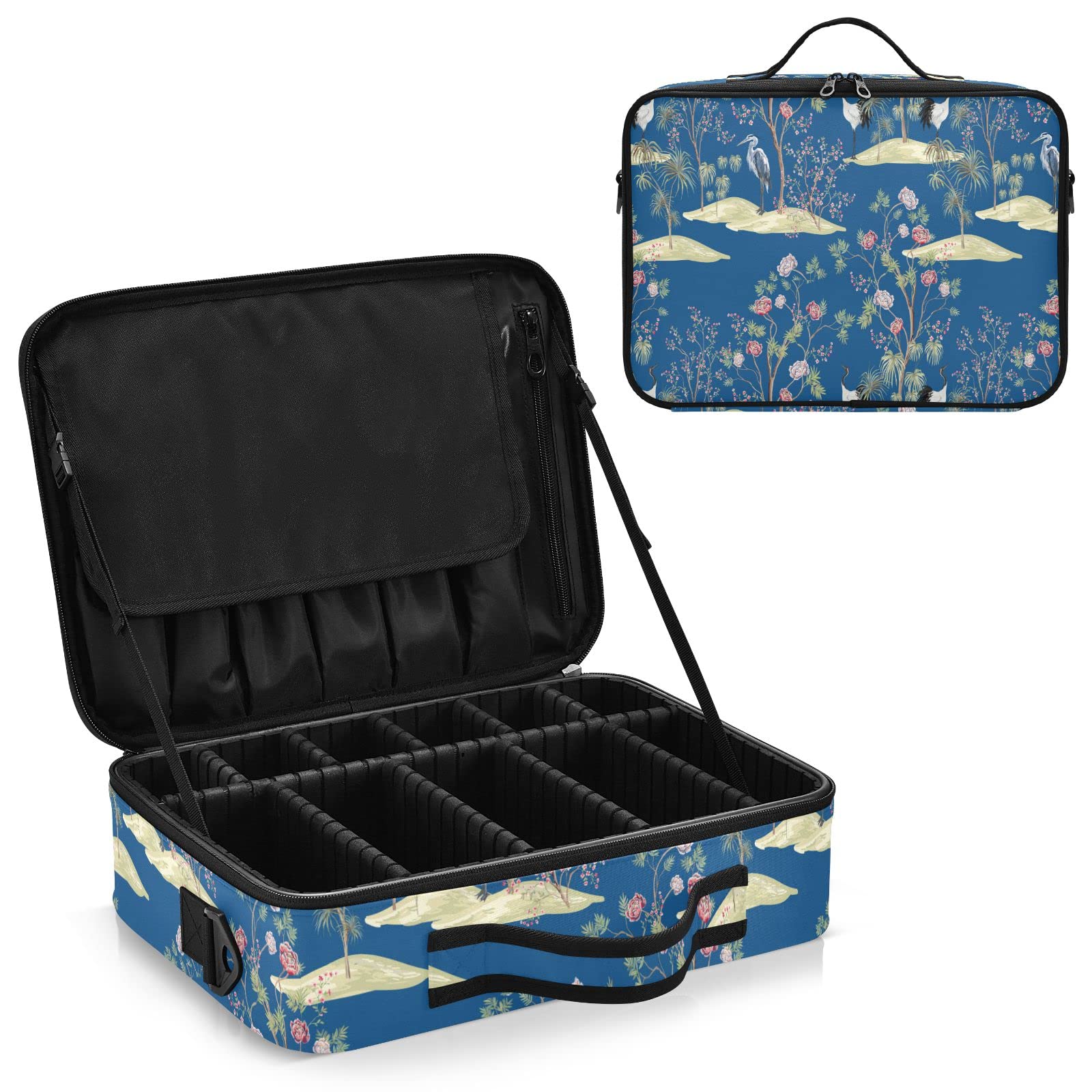 Vintage Floral Bird Print Travel Makeup Bag for Women - Professional Cosmetic Organizer Case with Portable Storage for Makeup Artist | Perfect for Travel, Vacation & Daily Cosmetics Organization