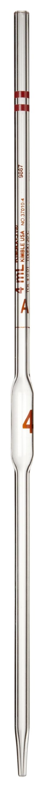 Kimble 37010-4 Glass Bulb 4mL Serialized Certified Volumetric Pipette - Case of 12 - Ideal for Laboratory Measurements, Chemistry Experiments & Scientific Research