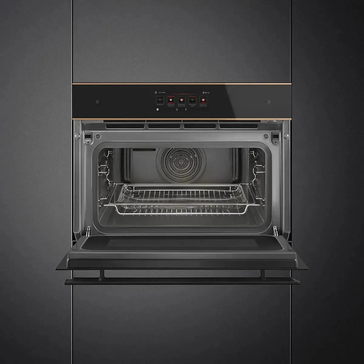 Smeg SOA4606WAPNR 45cm Combination Oven - Black | Built-in Microwave & Convection Oven | Perfect for Modern Kitchens, Small Spaces & Gourmet Cooking