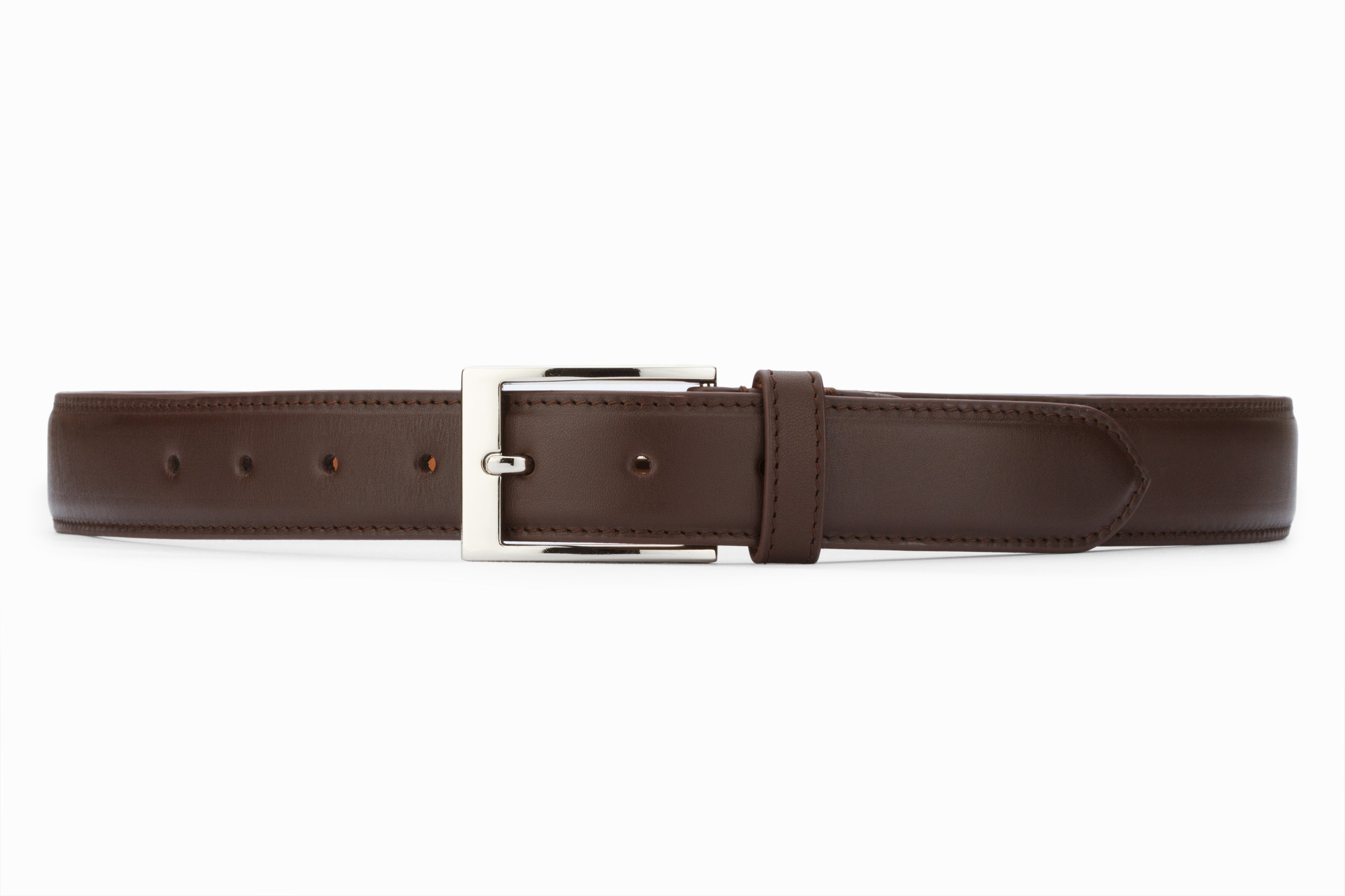 Premium Dark Brown Flat Belt for Men - Classic Leather Dress Belt for Office, Casual & Formal Wear - Adjustable Waistband for Comfort & Style