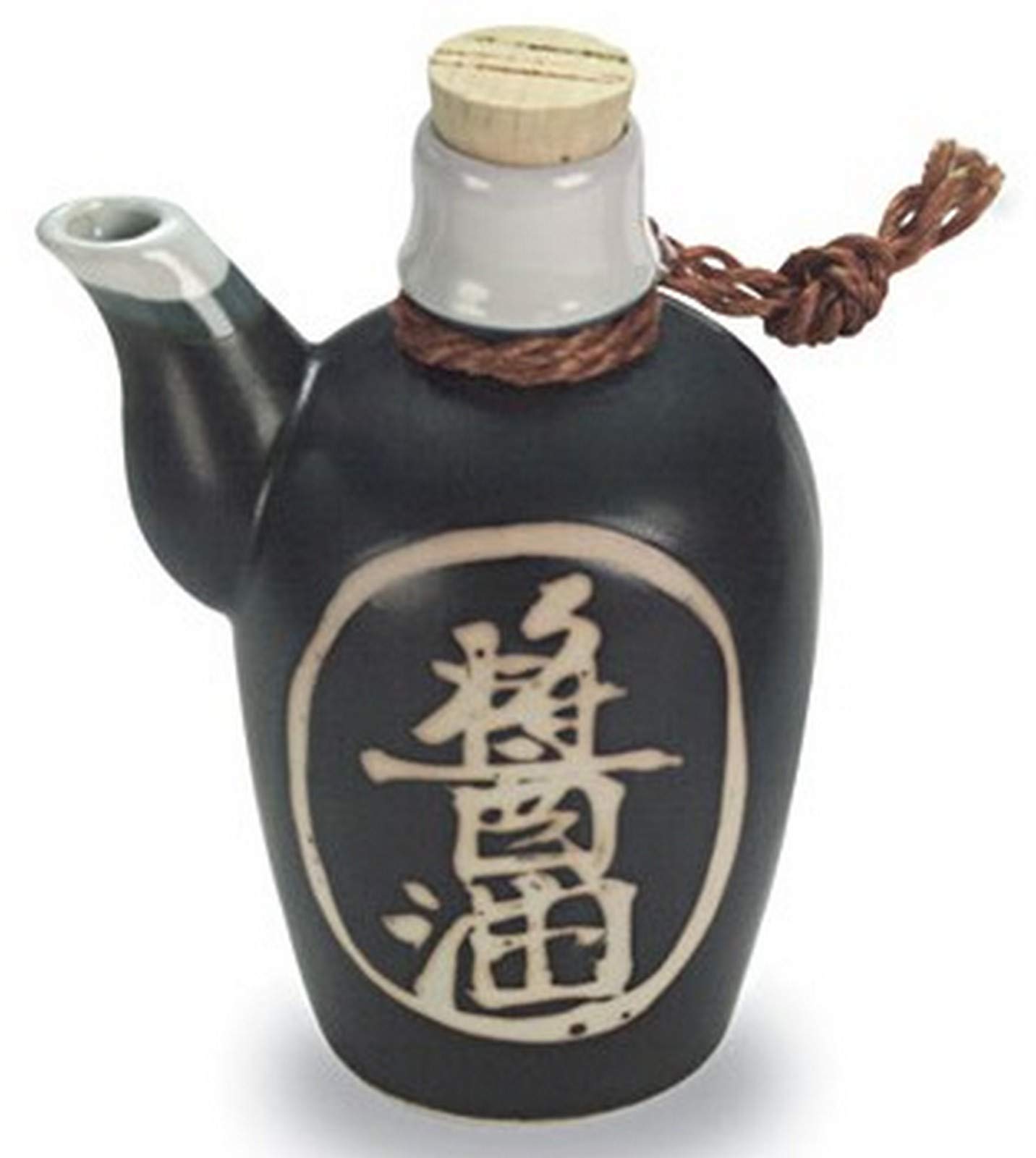 Premium Japanese Porcelain Soy Sauce Dispenser Bottle - Authentic Traditional Shoyu Pot - Handcrafted in Japan (Round Black, 12oz) - Perfect for Sushi Restaurants, Asian Cooking & Elegant Table Setting