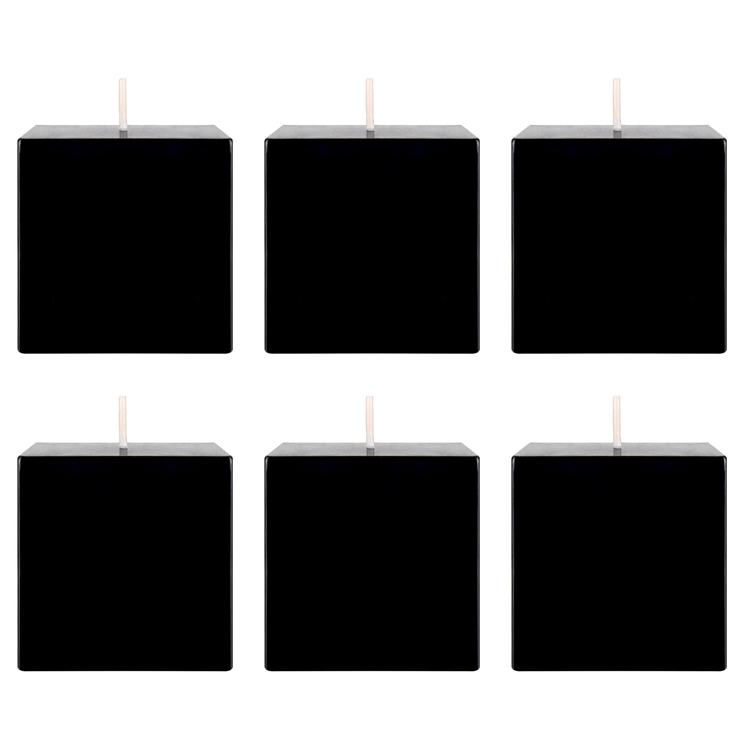 Premium Unscented Black Square Pillar Candles 6-Pack - 3x3 Inch Hand-Poured Pure Wax Candles for Home Decor, Wedding Centerpieces, Birthday Parties, Holiday Celebrations & Special Events - Elegant Ambiance Lighting for Dining Tables, Fireplace Mantels & Romantic Settings