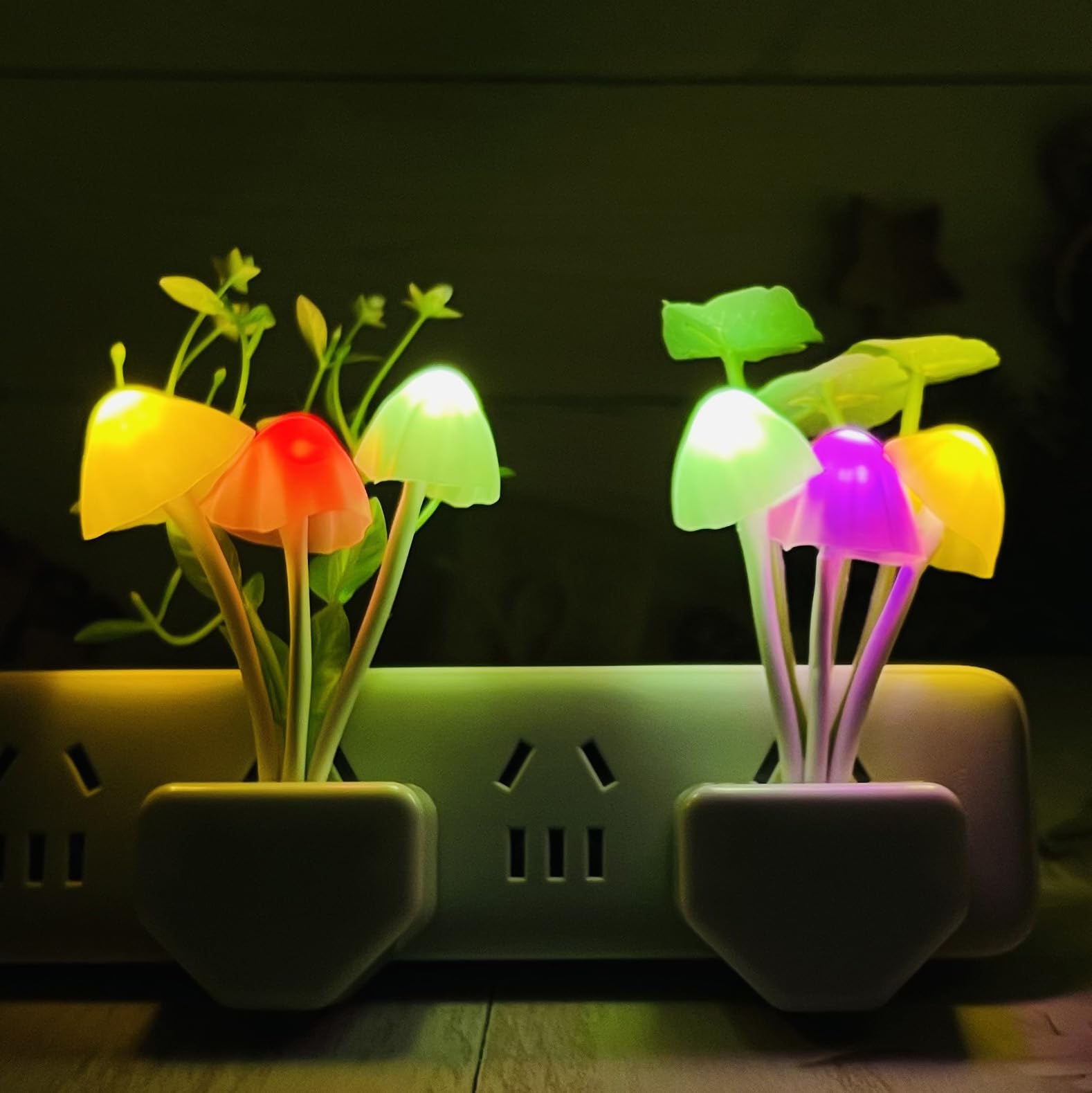 ZEZHOU 2 Pack Color Changing Mushroom Night Light - Plug-in LED Wall Lamp for Kids & Adults, Perfect for Bedroom, Nursery, Kids Room - Cute Birthday Gift & Stocking Stuffer Idea