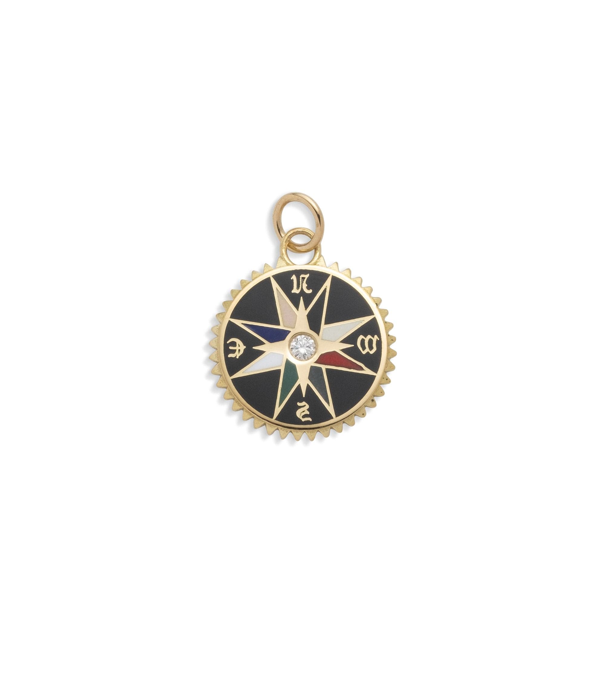 Black Internal Compass Petite Champleve Medallion - Elegant Jewelry for Women, Perfect for Daily Wear & Special Occasions