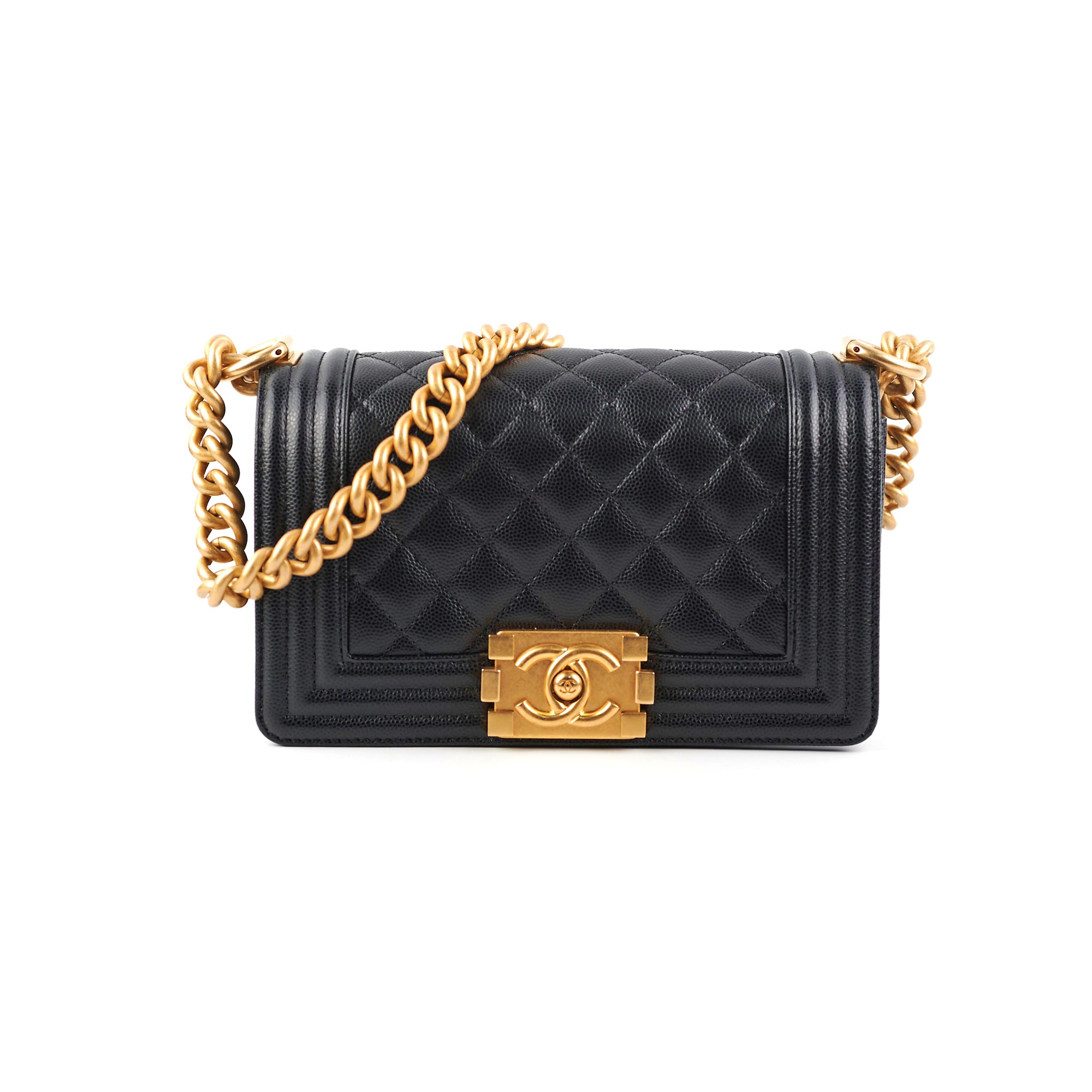 Chanel Caviar Small Boy Black Handbag with Microchip - Luxury Designer Crossbody Bag for Women, Perfect for Parties, Dates & Everyday Use