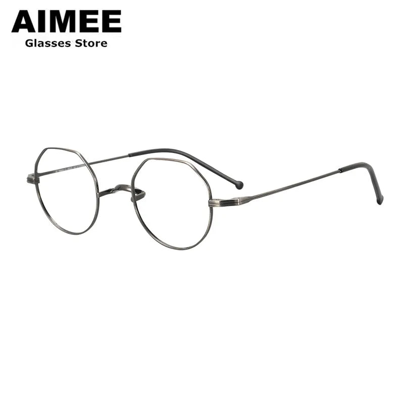Stylish Aimee Unisex Full Rim Flat Top Round Titanium Eyeglasses Frame 88042 - Lightweight & Durable for Work, Reading & Everyday Wear