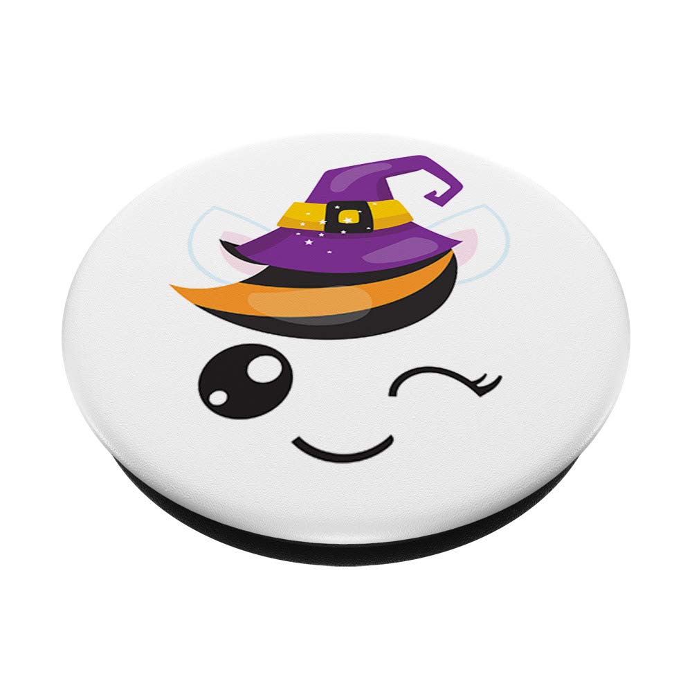 Halloween Witch Kawaii Winking Cat PopSockets - Phone Grip & Stand for iPhone, Samsung, Tablets - Perfect for Halloween Decorations & Everyday Use