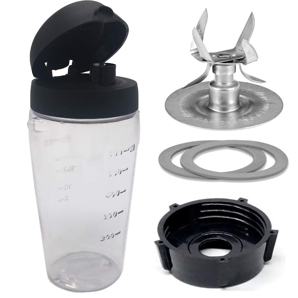 Joystar Blender Blend-N-Go Smoothie Kit with Ice Crusher Blade, Bottle Cup & Lid - Compatible with Oster Blenders (3 PETG Containers + 6 Stainless Steel Blades) - Perfect for Making Healthy Smoothies, Protein Shakes & Frozen Drinks at Home, Gym or Office