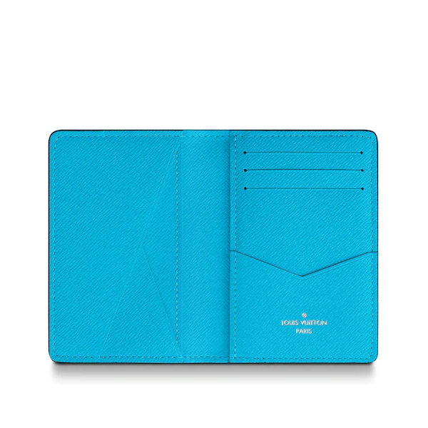 Louis Vuitton Men's Pocket Organizer Wallet in Blue - Slim RFID Blocking Card Holder for Business & Travel