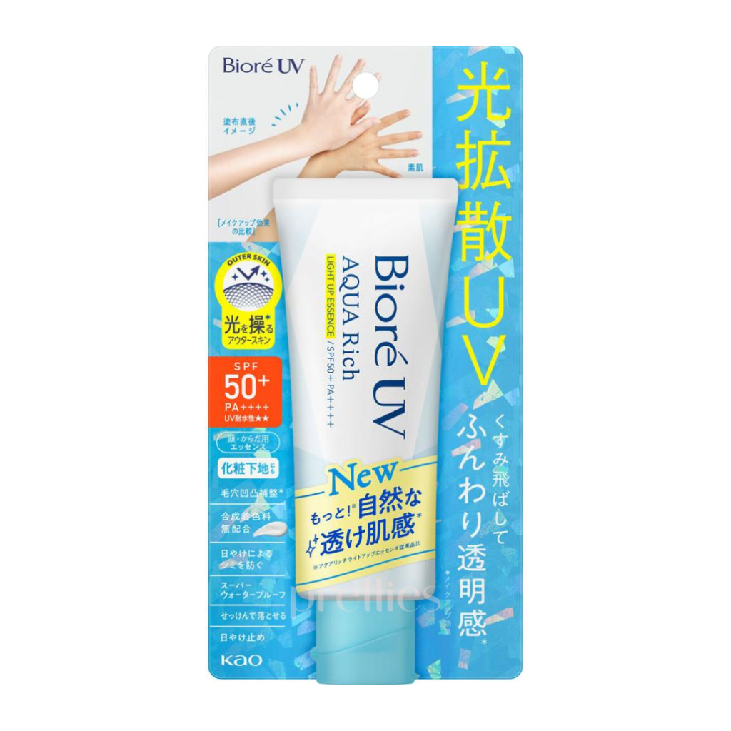 BIORE UV Aqua Rich Light Up Essence SPF50+ PA++++ 70g | Sunscreen for Face with Brightening Effect | Daily UV Protection & Hydration for Glowing Skin