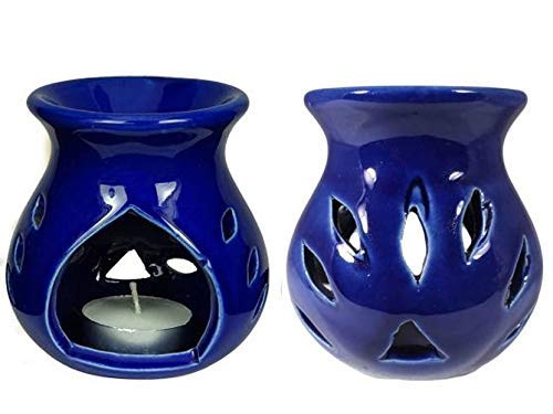 Premium Ceramic Aroma Oil Burner - Blue Essential Oil Diffuser for Home & Office | Strong Long-Lasting Fragrance | Perfect for Relaxation, Yoga & Aromatherapy