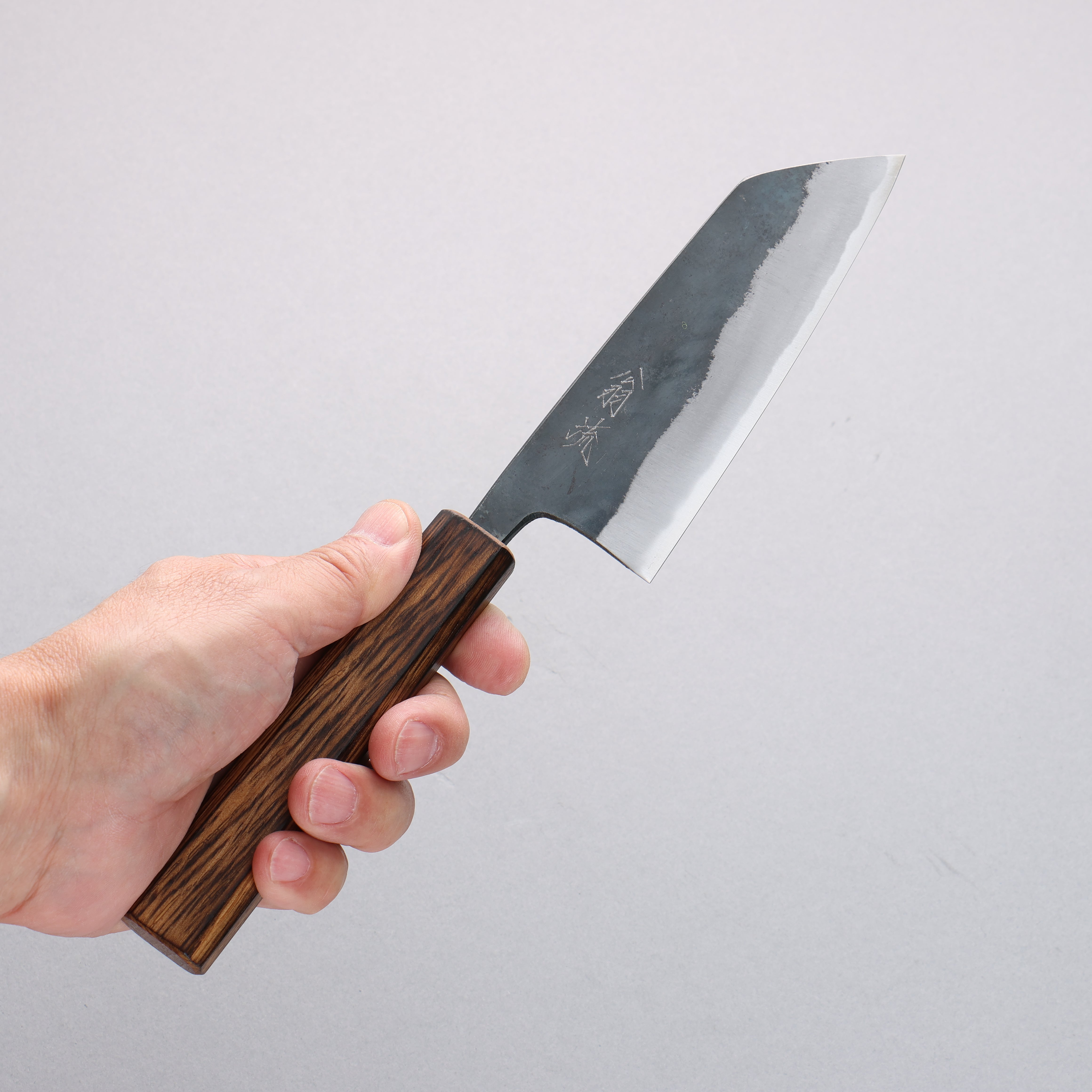 Oul Blue Steel No.2 Black Finished Small Bunka Knife 125mm with Oak Handle - Perfect for Home Cooking, Sushi Preparation & Vegetable Chopping