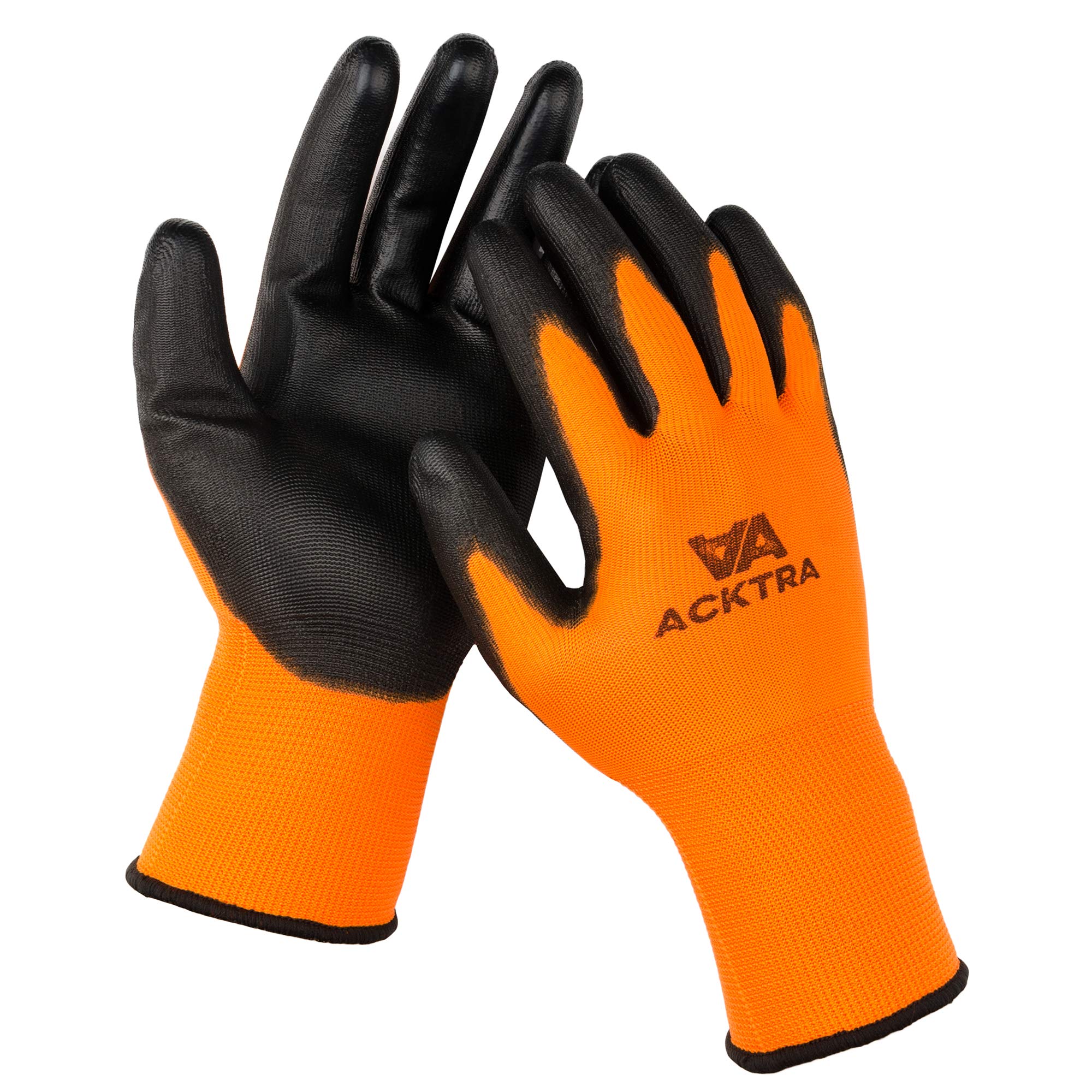 120 Pairs PU Coated Safety Work Gloves - Thin & Lightweight Polyester with Black Coating - EN388 3121X Certified - Multipurpose Unisex Gloves for Construction, Gardening, Warehouse & DIY Projects (Bulk Pack, X-Small)