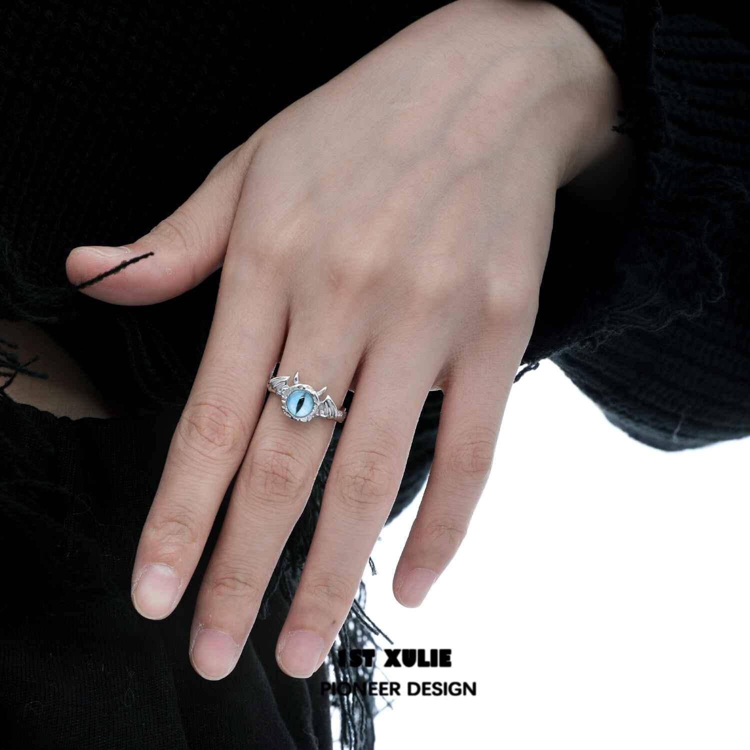 Little Demon Sterling Silver Adjustable Opening Ring - Gothic Jewelry for Women & Men - Perfect for Halloween, Cosplay & Alternative Fashion