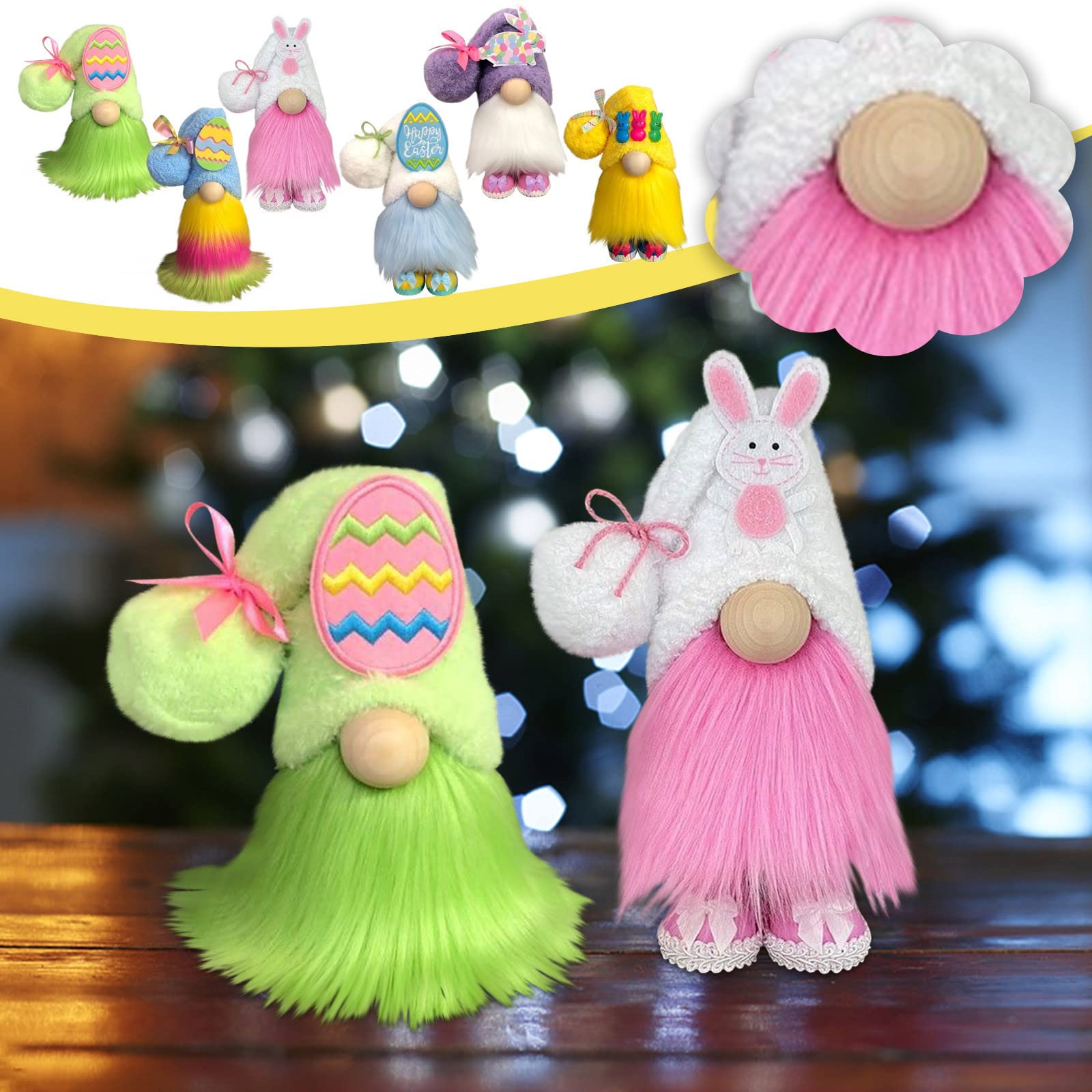 Easter Bunny Gnomes Plush Stuffed Animals - Faceless Doll Gnome Ornament for Spring Home Decor, Easter Gifts & Elf Decorations - Perfect for Easter Basket Stuffers, Nursery Decor, and Seasonal Home Ornaments