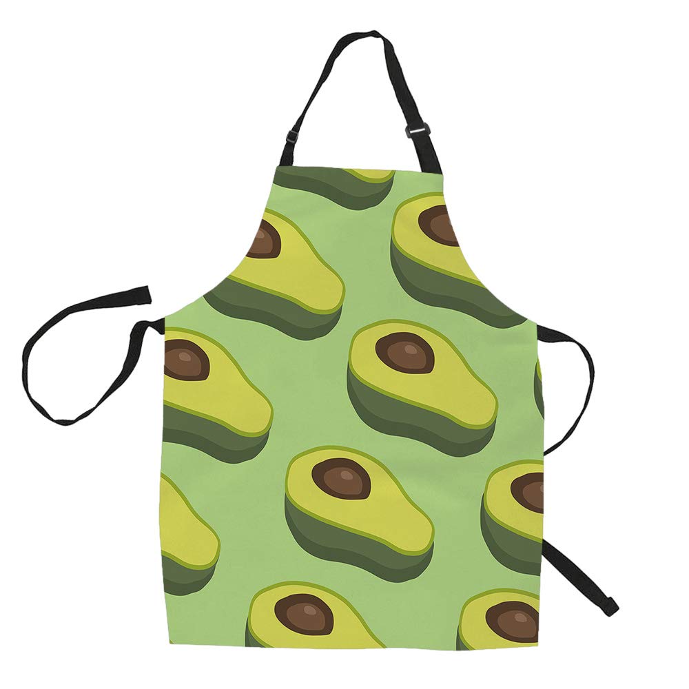 Swono Adjustable Waist Fresh Avocado Print Kitchen Apron - Cooking, Baking & BBQ Bib Apron with Ties for Women & Men - Perfect for Home Chefs, Outdoor Grilling & Restaurant Use