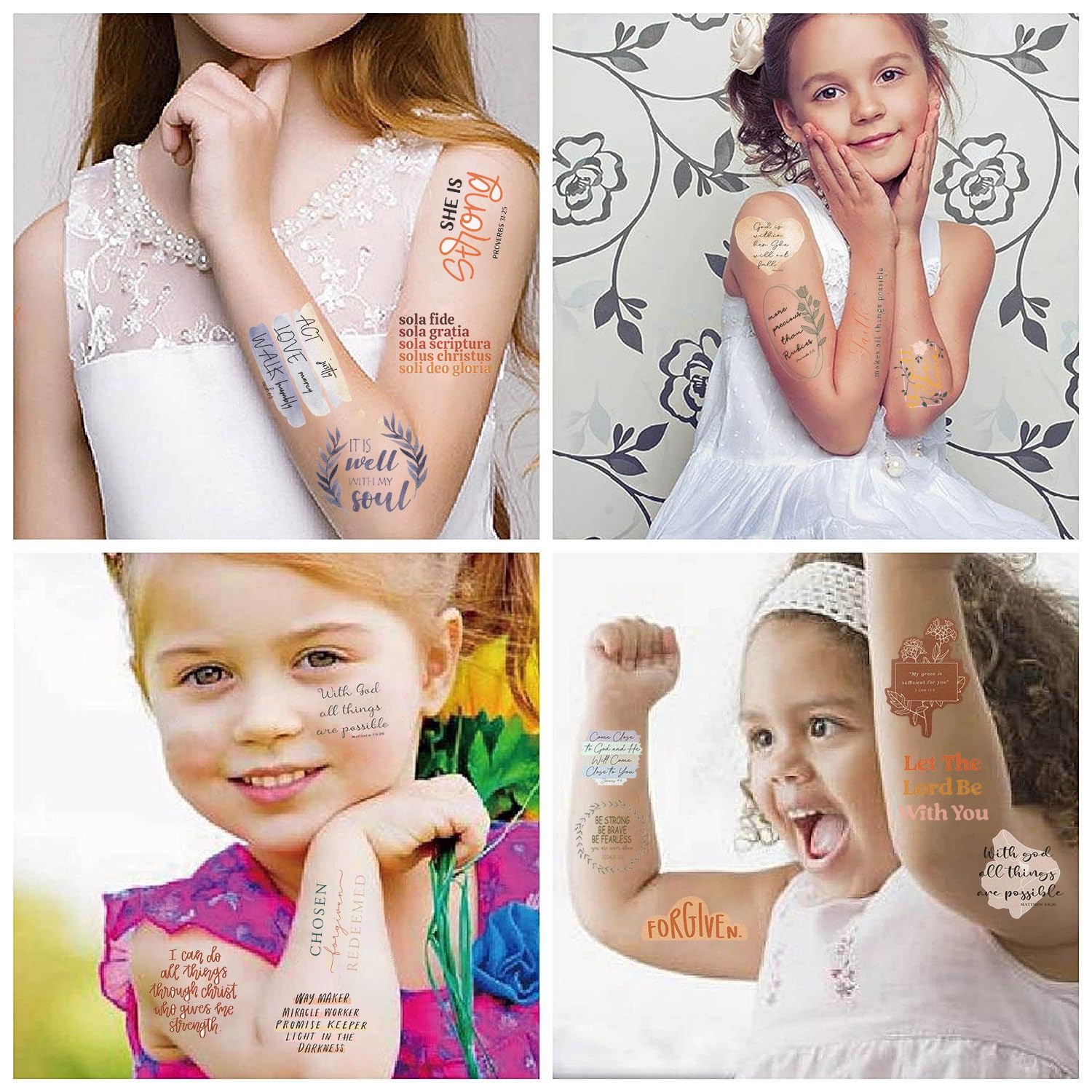 70+ Inspirational Bible Verse Temporary Tattoos for Adults - Christian Religious Tattoo Stickers for Men & Women - Perfect for Church Events, Bible Study & Faith Expressions
