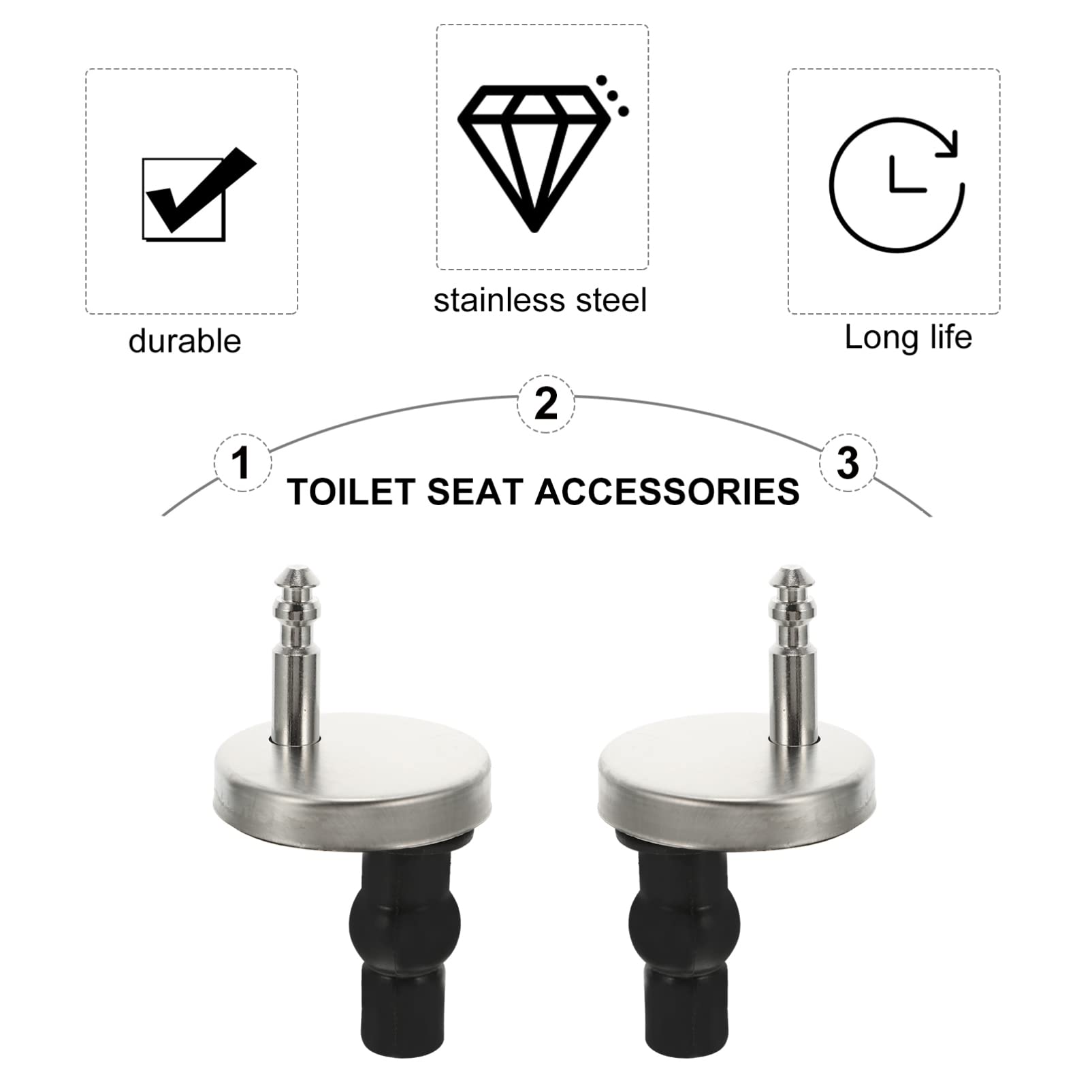 2-Pack Toilet Seat Hinge Replacement Kit with Screws, Nuts & Covers - Durable Bidet-Compatible Hardware for Secure Seat Installation - Perfect for Bathroom Renovation & DIY Toilet Repair