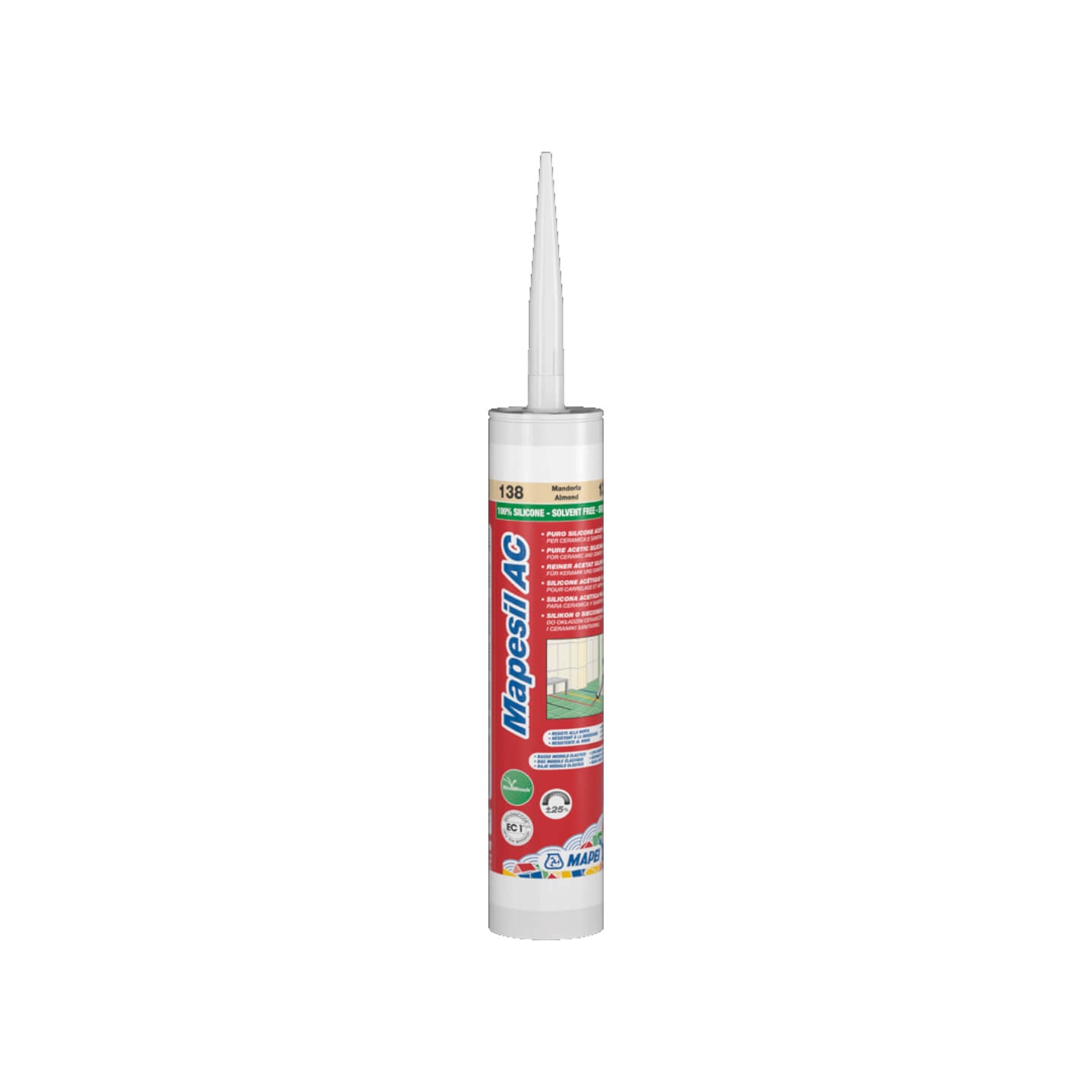Mapei Silicone AC 100 Sealant - 310ml White - Waterproof Adhesive for Bathroom, Kitchen & Window Caulking