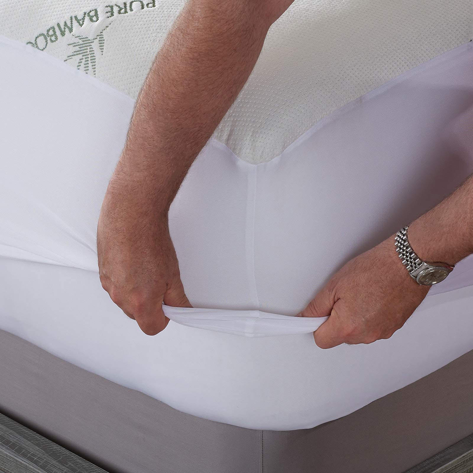PURE BAMBOO California King Mattress Protector - Waterproof, Breathable Bamboo Viscose Cover | Noiseless Protection Against Moisture, Spills & Stains | Perfect for Allergy Sufferers & Hot Sleepers