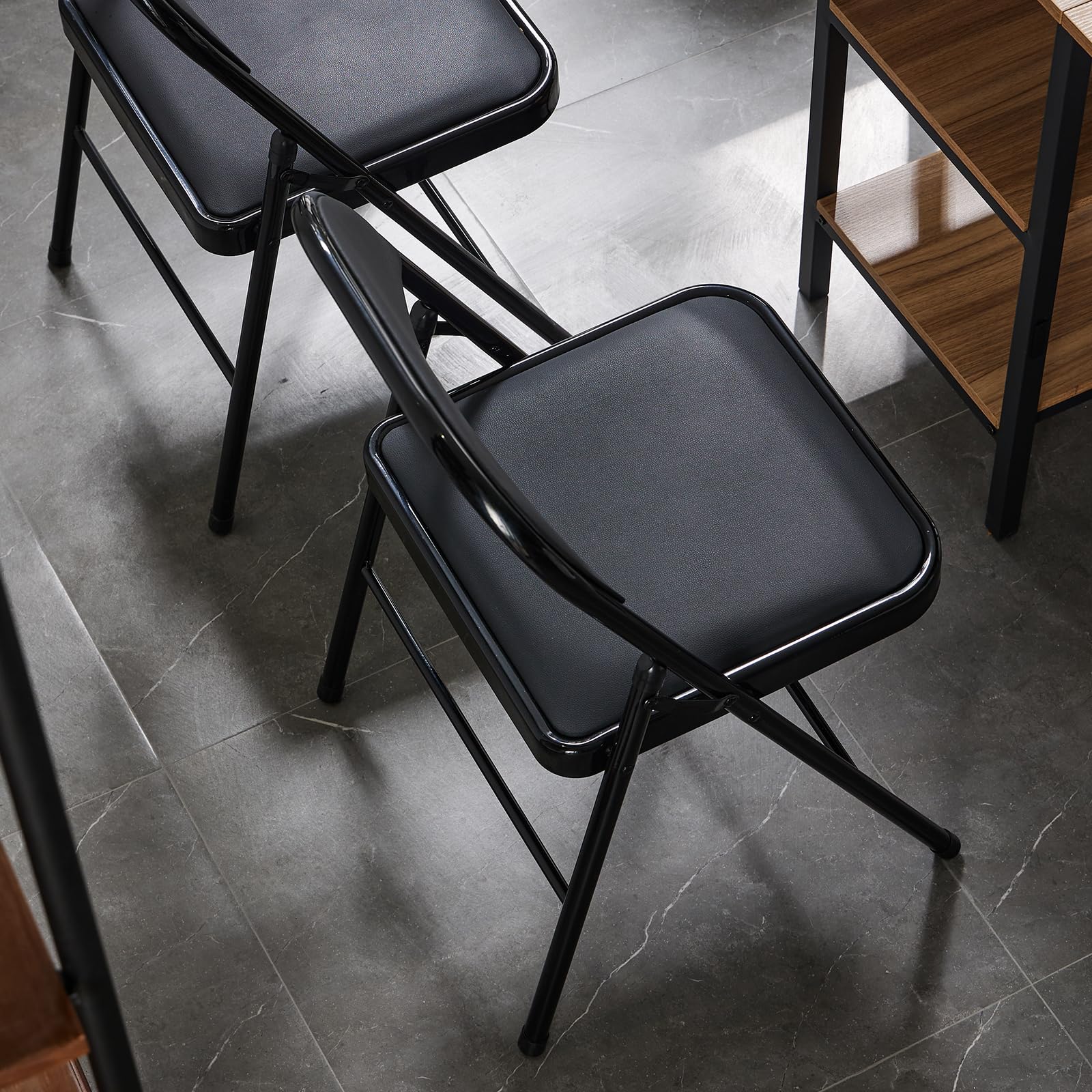 12 Pack Black Folding Chairs with PU Padded Seats - Heavy Duty Steel Frame Stackable Chairs for Indoor Outdoor Use - 330lbs Capacity - Perfect for Office, Wedding, Party, Banquet & Events
