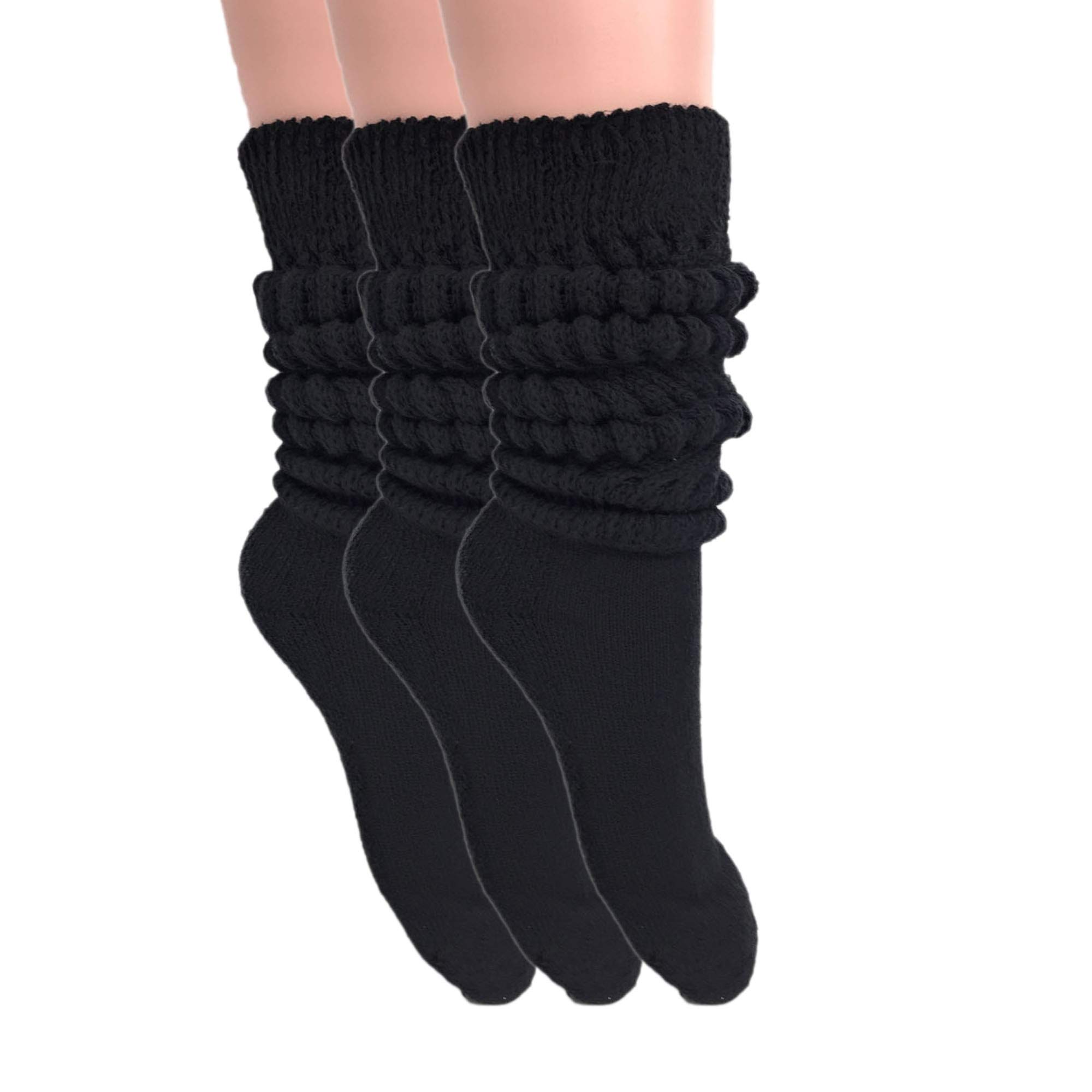 American Made Slouch Socks - Extra Long Cotton Knee High Scrunch Socks for Women | Heavy Warm Winter Socks for Boots, Lounge & Cold Weather Outfits