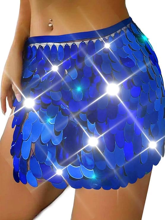 Sparkly Sequin Belly Dance Skirt for Women & Girls - Elegant Hip Scarf Costume for Parties, Performances & Festive Occasions | Perfect for Belly Dancing, Halloween, and Special Events