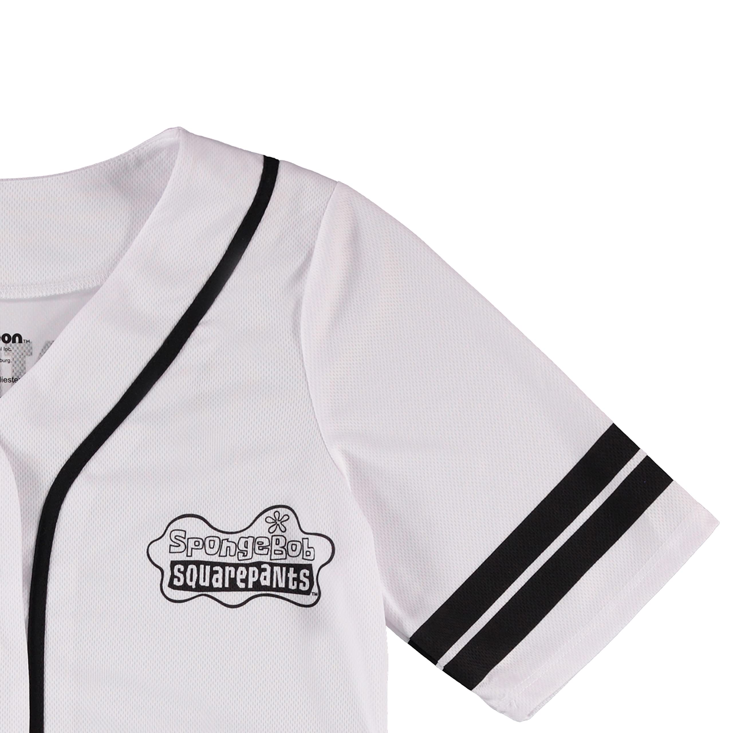 SpongeBob SquarePants Women's Baseball Jersey - Spongebob, Mr. Krabs, Squidward, Patrick Character Designs - Breathable Mesh Button Down Shirt for Casual Wear, Cosplay, and Fan Events