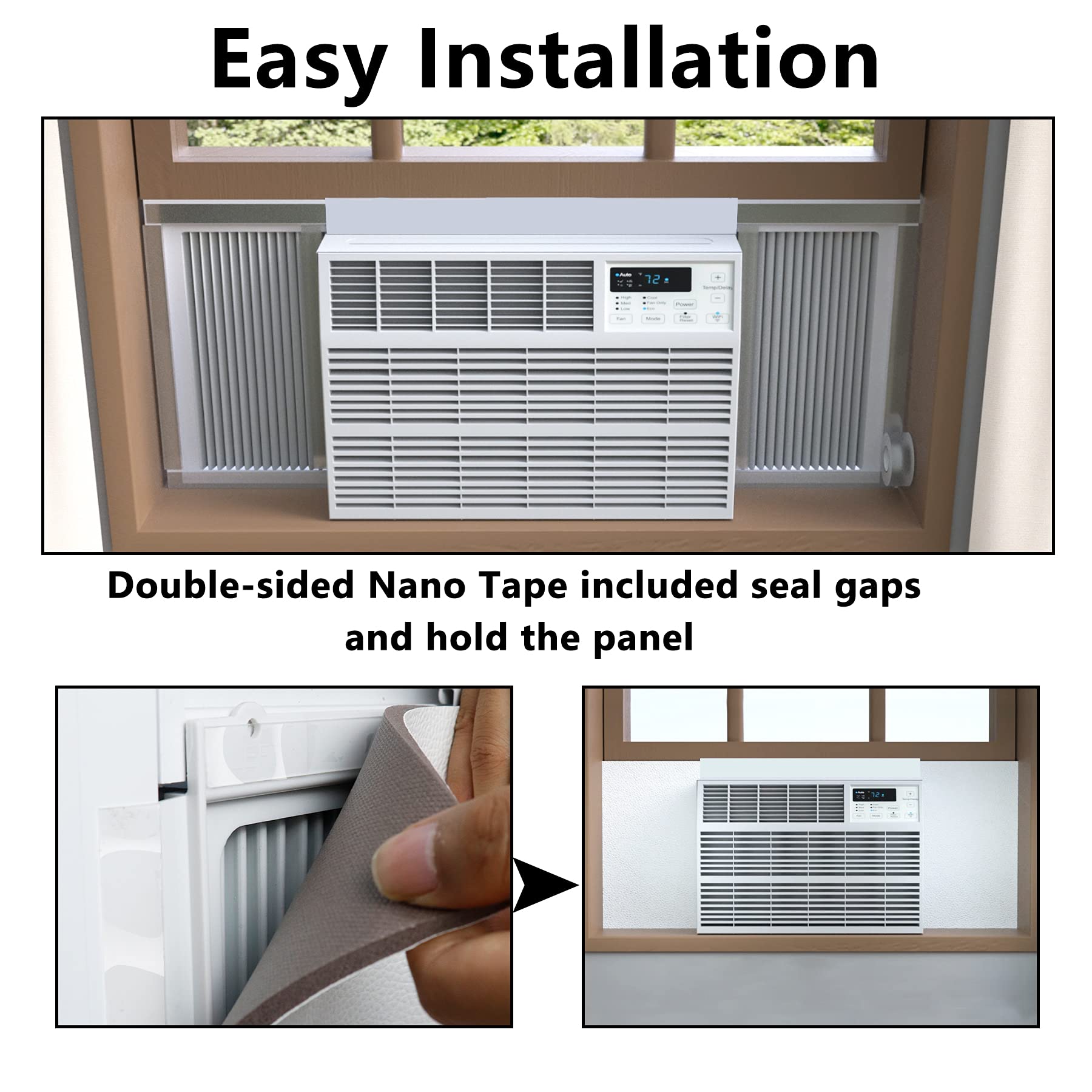 BJADE'S Window Air Conditioner Side Insulation Foam Panels - Summer & Winter AC Insulation Kit for Indoor Window AC Units | Energy Saving, Weatherproof Seal for Home & Office Use