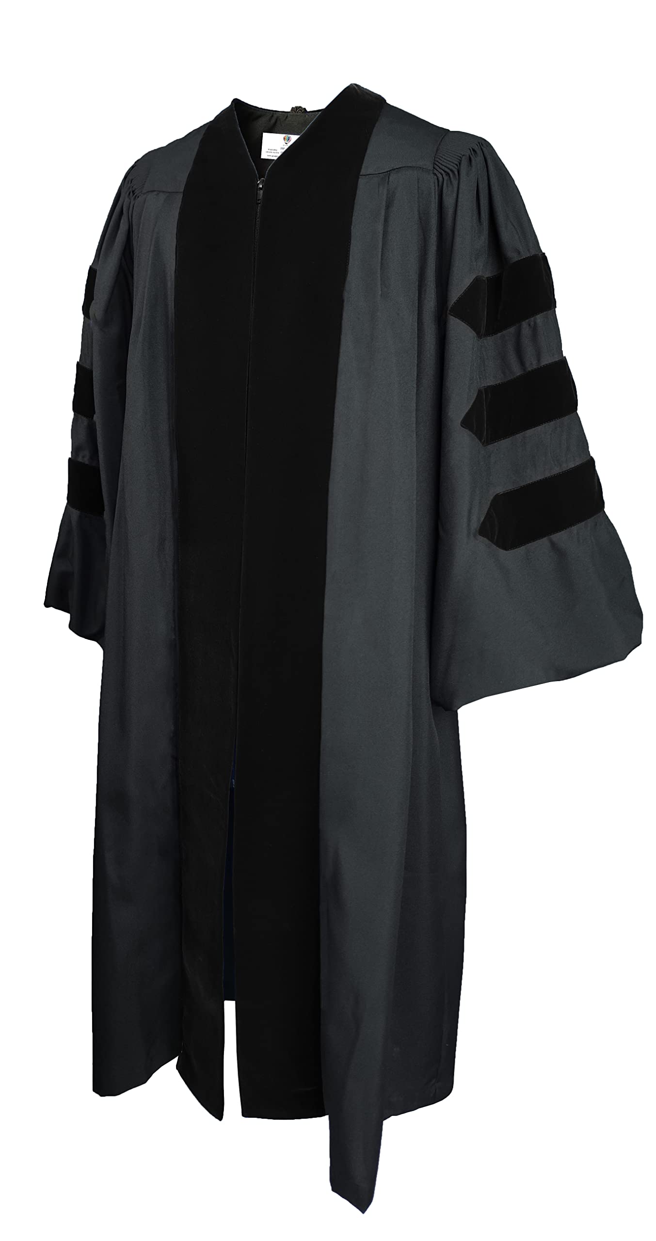 GraPlaza Unisex Deluxe Doctoral Graduation Gown with Velvet Trim - Perfect for PhD Ceremonies, Academic Events & Formal Occasions