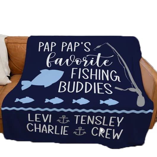 Personalized Fishing Blanket for Dad - Custom Fleece/Sherpa/Woven Throw for Father's Day - Perfect Gift for Fishing Enthusiasts, Grandpa & Papa - Ideal for Cozy Nights, Camping Trips & Outdoor Adventures