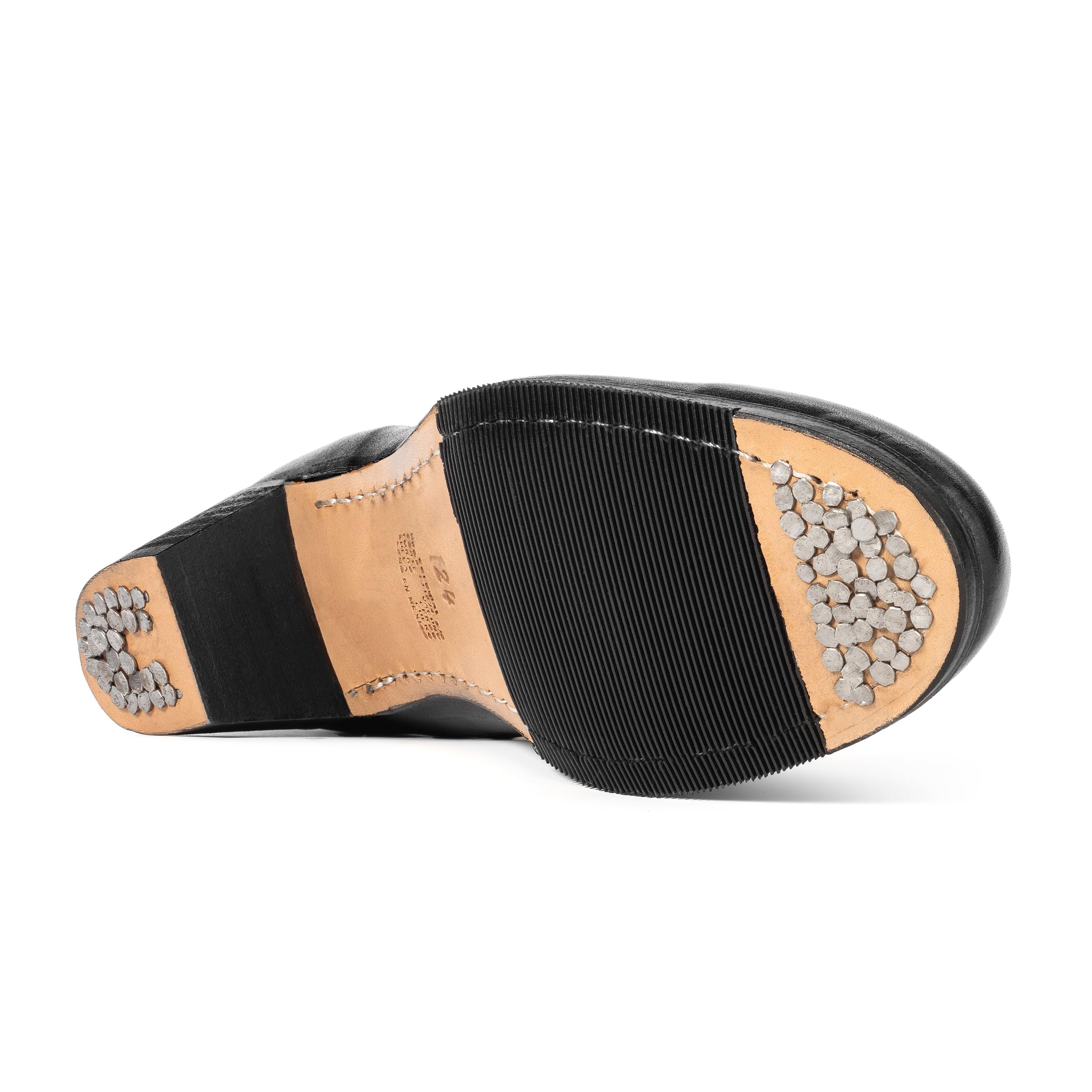 Colonial 125 Kids Folklorico Flamenco Dance Shoes with Nails - Genuine Leather 4cm Heel for Girls & Boys - Perfect for Spanish Dance Performances & Cultural Events