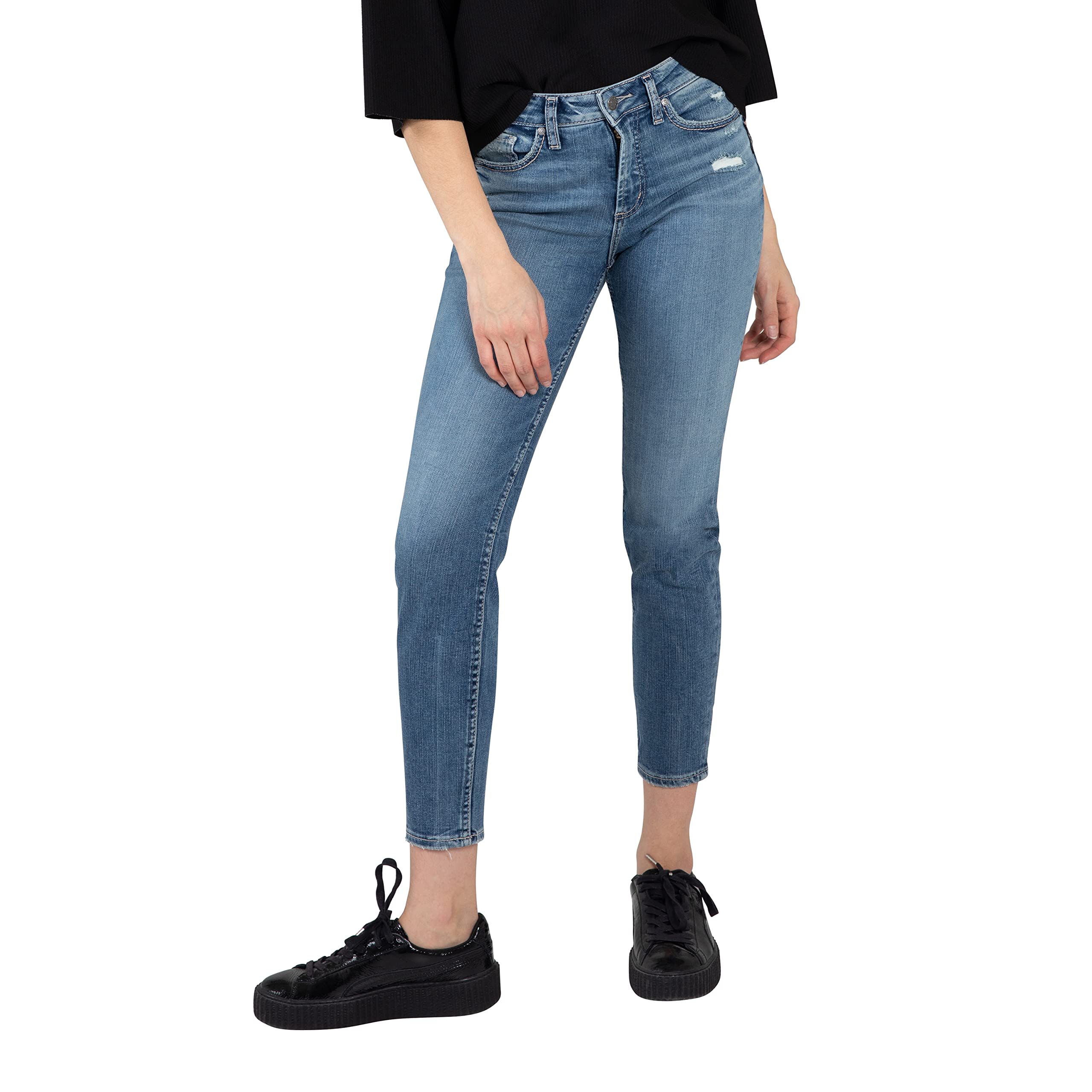 Silver Jeans Co. Women's Avery High Rise Skinny Jeans - Stretch Denim Pants for Women, Comfortable Slim Fit Jeans for Casual Wear & Everyday Outfits