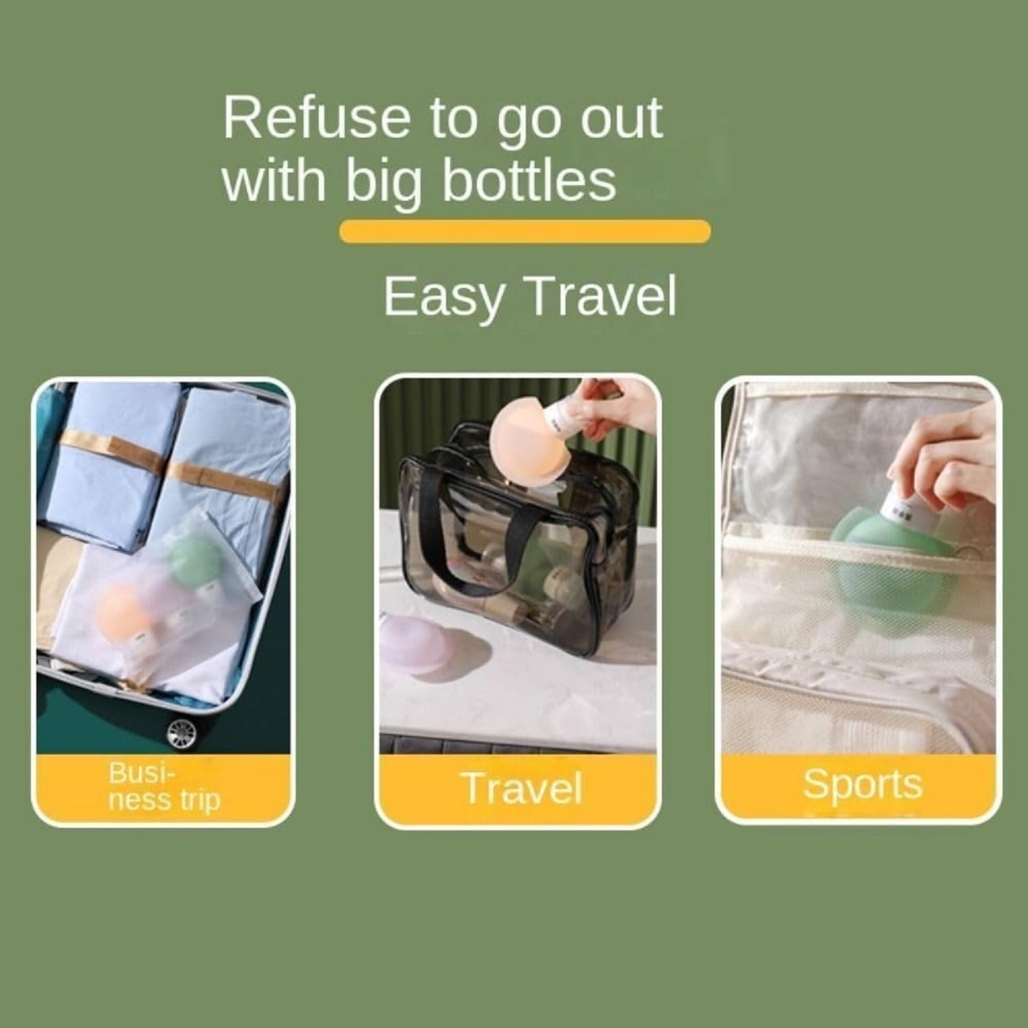 VAIDUE 3-Pack Leakproof Silicone Travel Bottles (90ml) | Reusable Squeeze Containers for Shampoo, Lotion, Soap & Cosmetics | Portable Toiletry Dispenser for Airplane, Gym & Vacation Essentials