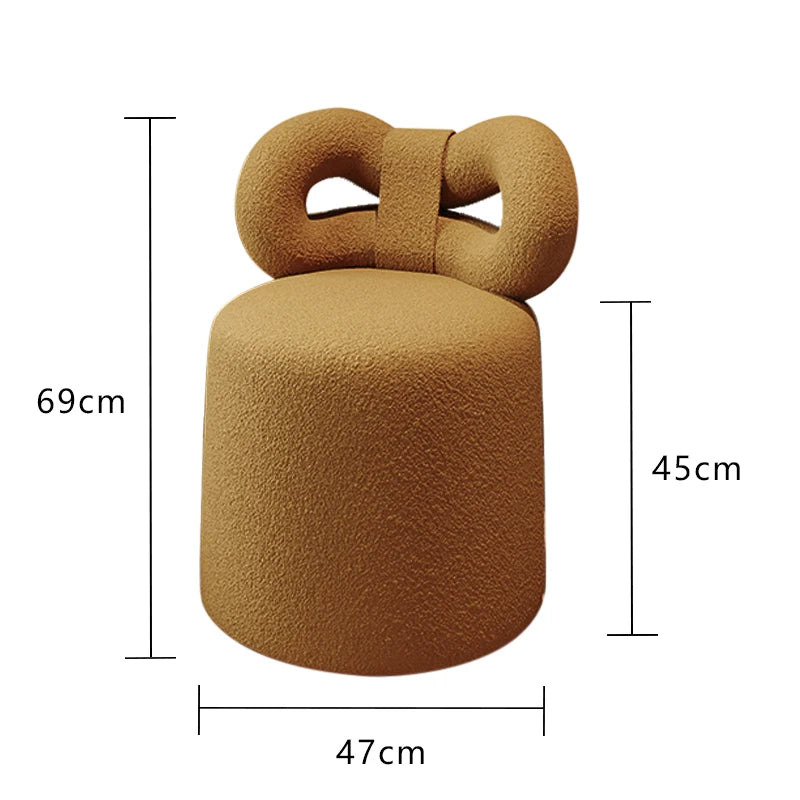 Luxury Cashmere Bow Backrest Stool - Soft & Comfortable Chair for Living Room, Bedroom, or Office - Elegant Home Decor & Seating Solution