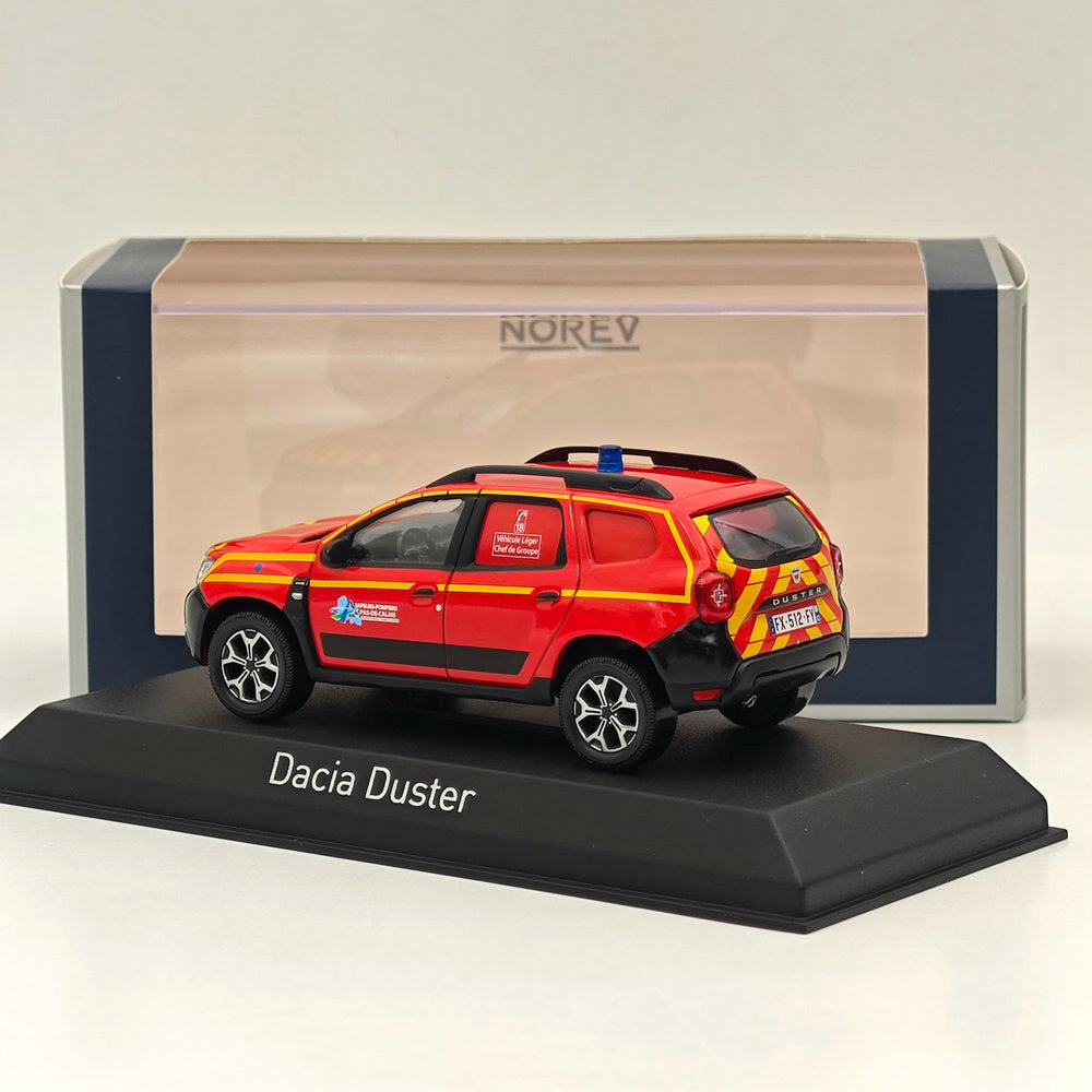 1/43 Scale Norev Dacia Duster 2020 Firefighter Diecast Model Car - Red Emergency Vehicle for Collectors & Display (Pompiers VLCdG 62) - Perfect for Home Decor, Office Display, and Model Car Collections