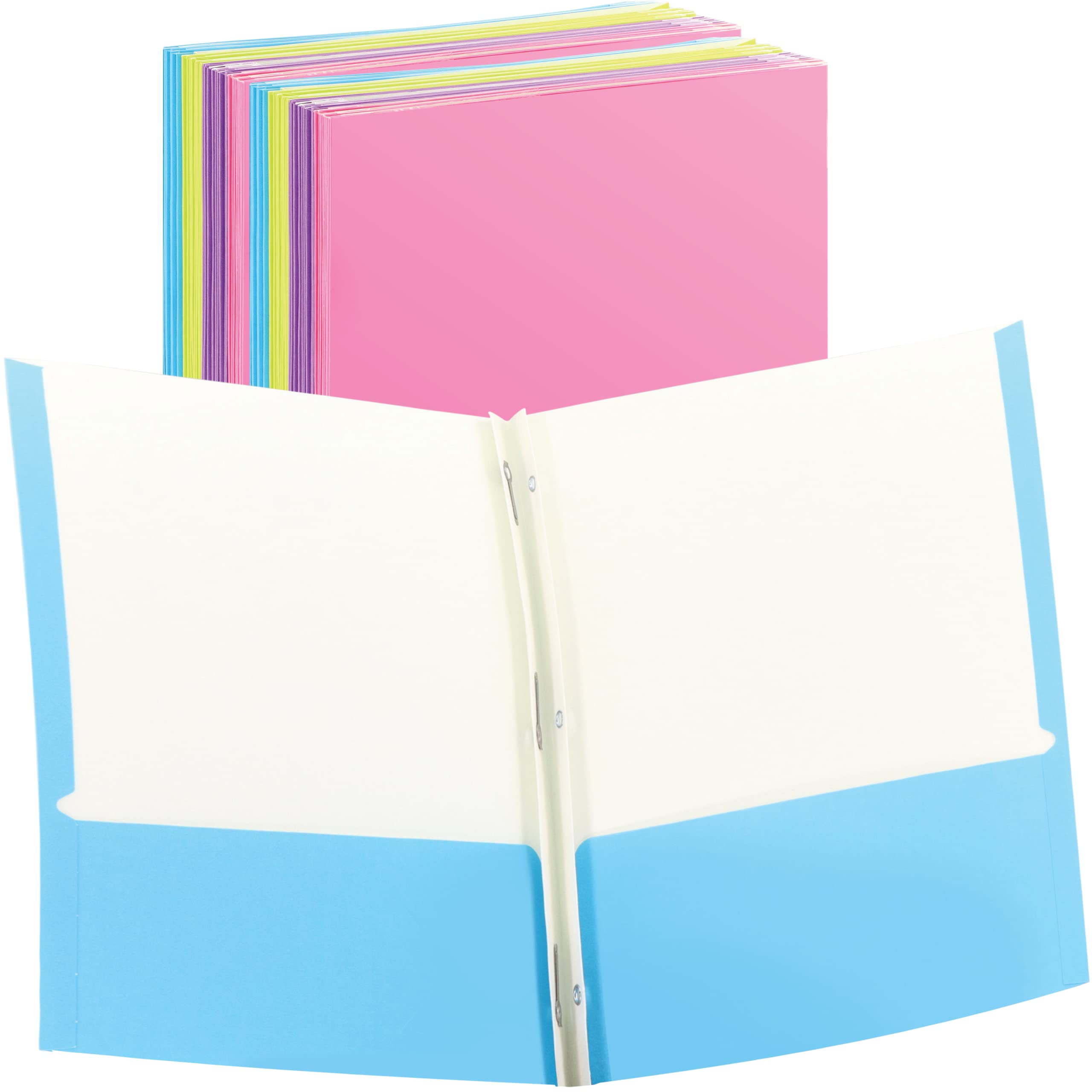 Enday 24-Pack 2-Pocket 3-Prong Folders - Letter Size Poly Portfolio Binders in Blue, Purple, Green, Pink - School & Office Supplies for Organizing Documents, Homework, and Projects