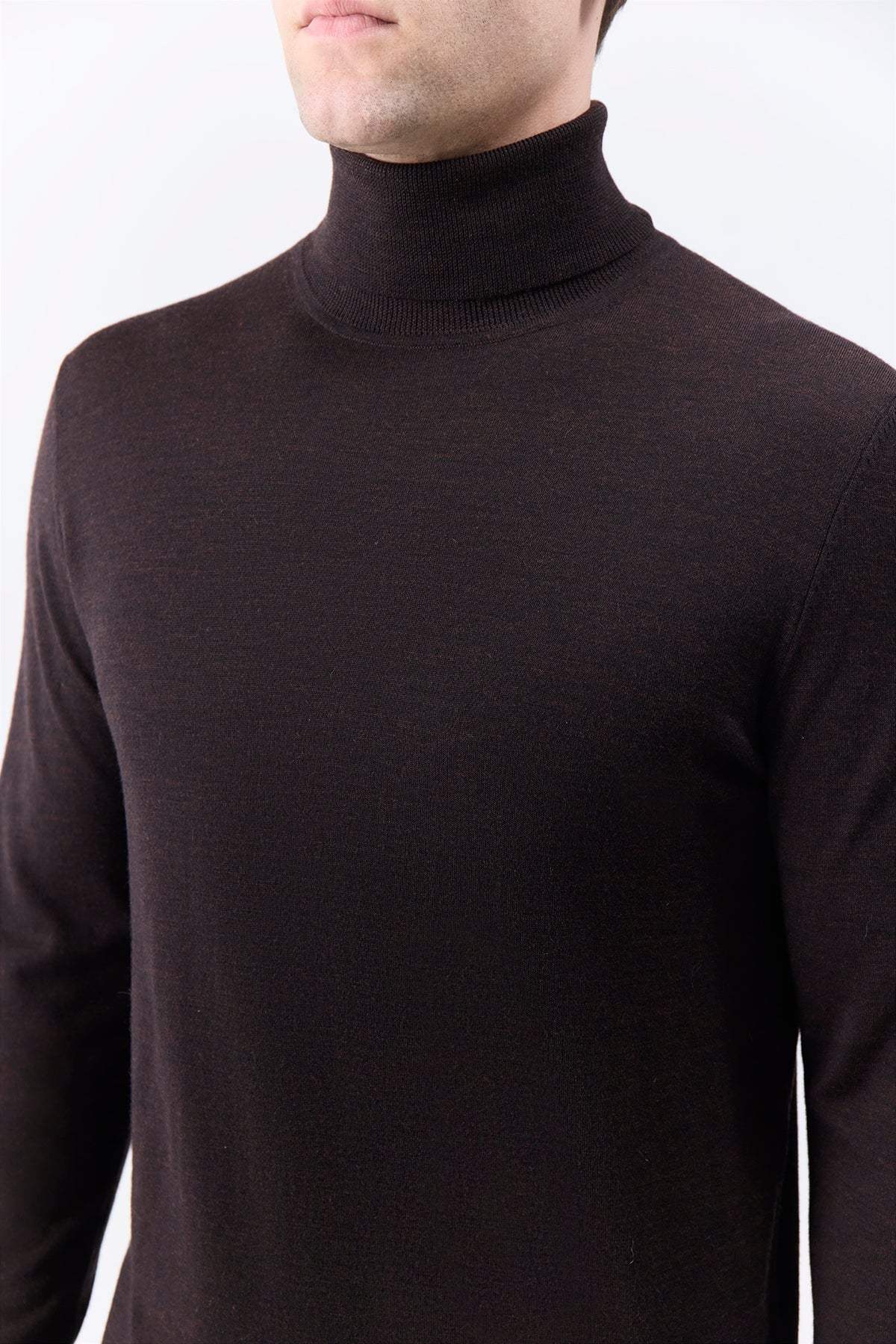 Jermaine Knit Turtleneck Sweater - Premium Chocolate Merino Wool for Men | Warm Winter Fashion & Office Wear