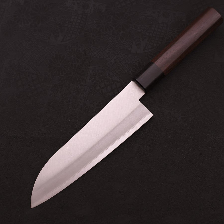 Premium Santoku Knife 170mm - Blue Super Stainless Steel Clad Blade, Polished Shitan Handle - Perfect for Slicing, Dicing & Chopping Vegetables, Meat & Fish