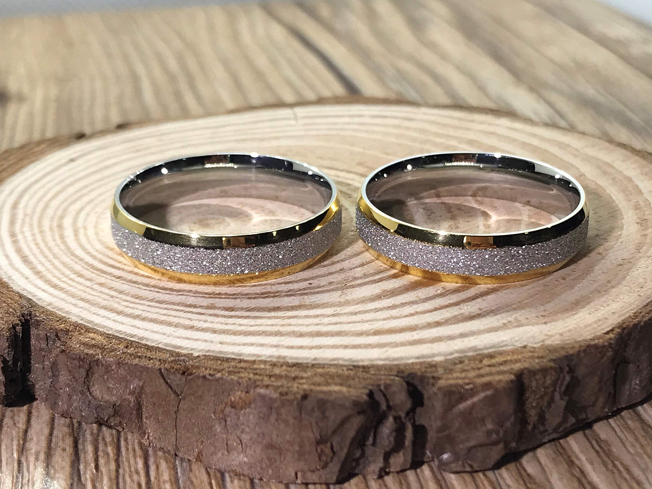 Custom 18K Gold Filled Matching Wedding Bands for Couples - Handmade His & Hers Titanium Anniversary Rings Set - Perfect for Weddings, Engagements & Romantic Gifts
